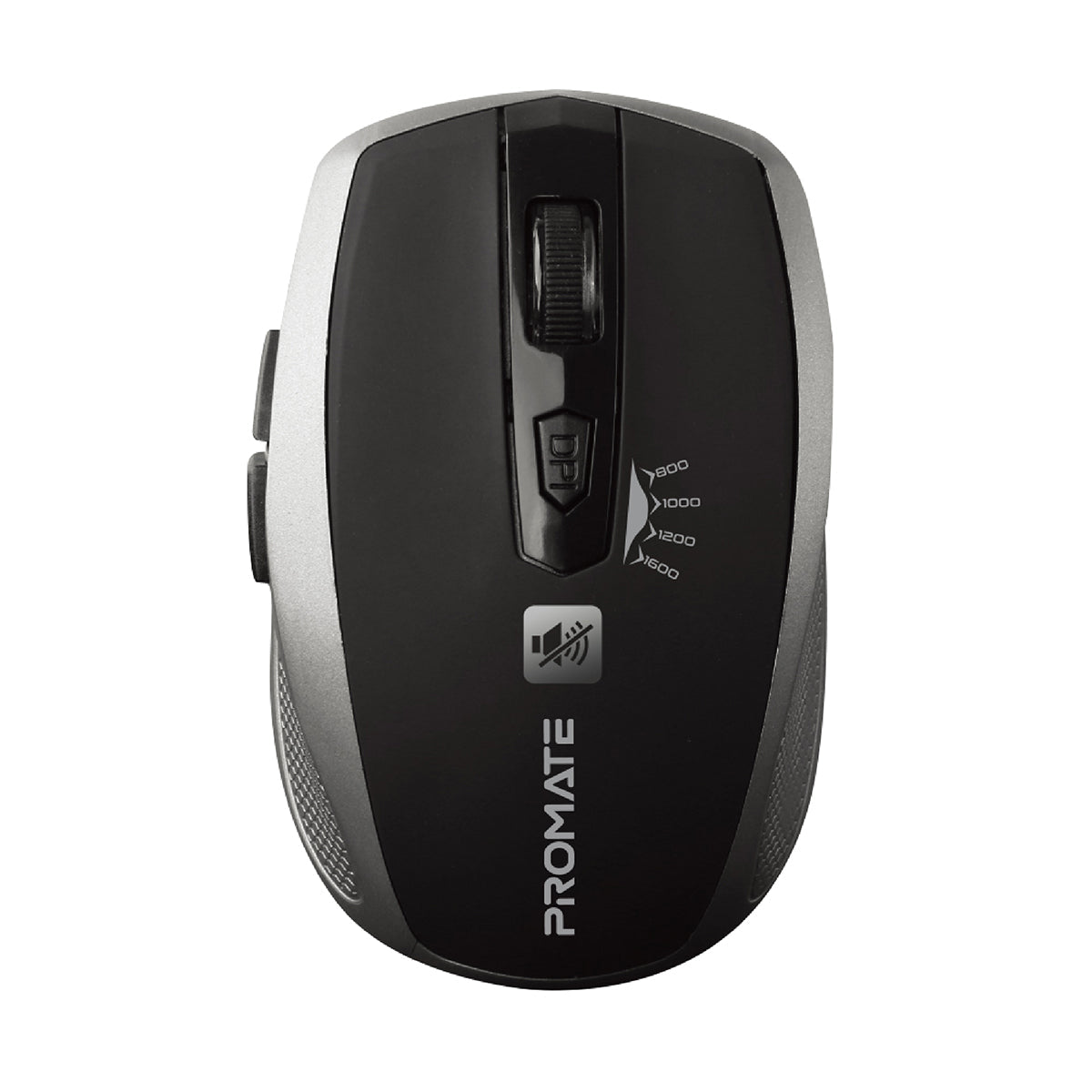 Promate 1600DPI Silent Mouse, Ergonomic Symmetric 2.4Ghz Cordless Silent Keys Mouse with, Long Battery Life, Optical Sensor, 6 Functional Buttons and Nano Receiver for Mac OS, Windows, Breeze Silver
