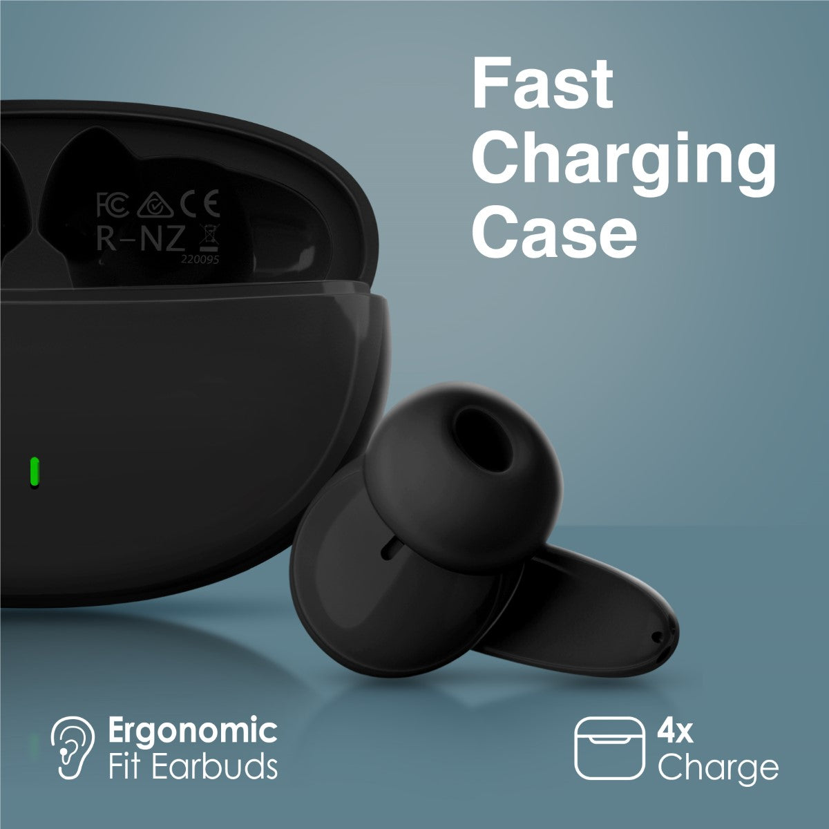 Promate True Wireless Earbuds with Bluetooth v5.1, Mic, IPX5 Water Resistance and Auto Pairing, Lush Black