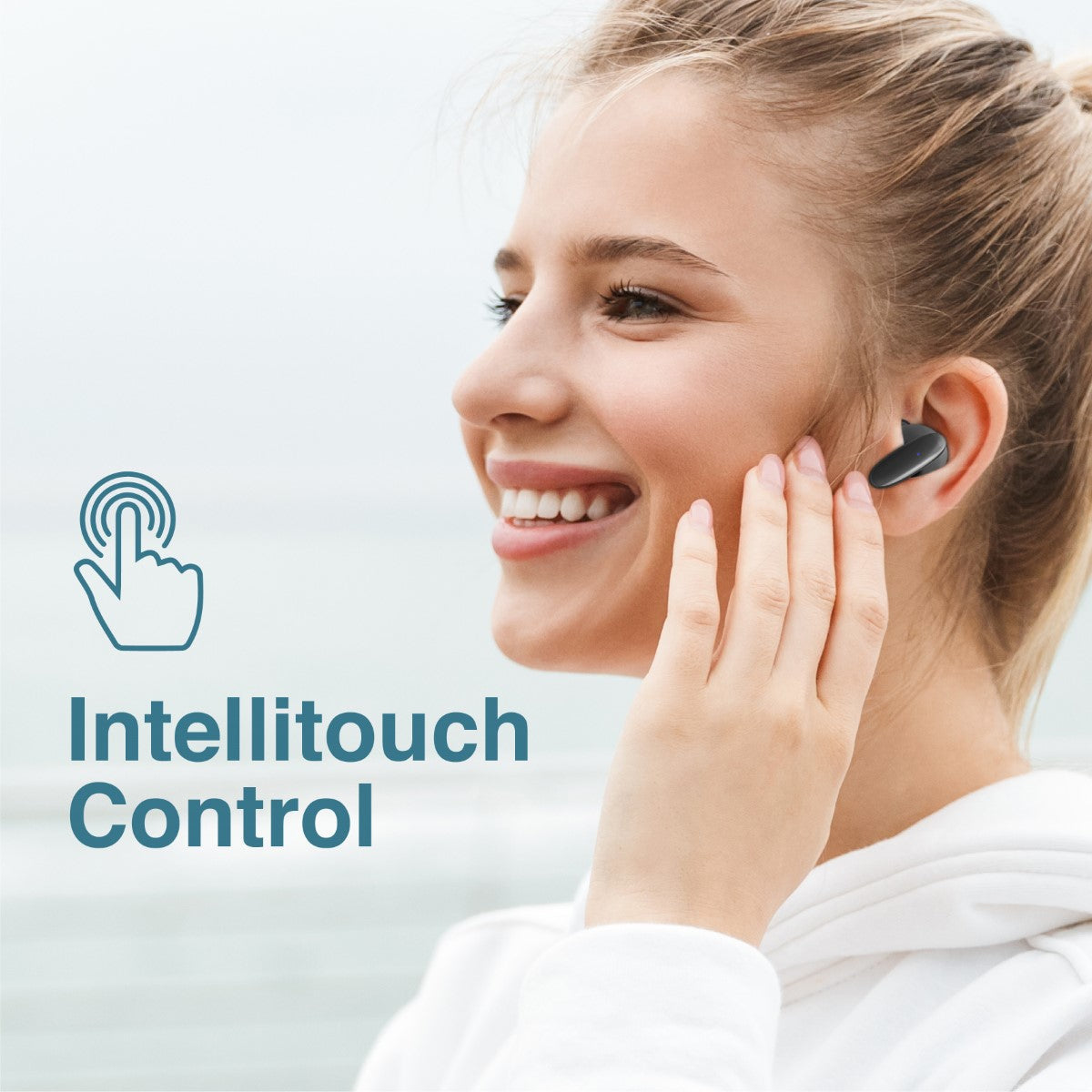 Promate True Wireless Earbuds with Bluetooth v5.1, Mic, IPX5 Water Resistance and Auto Pairing, Lush Black