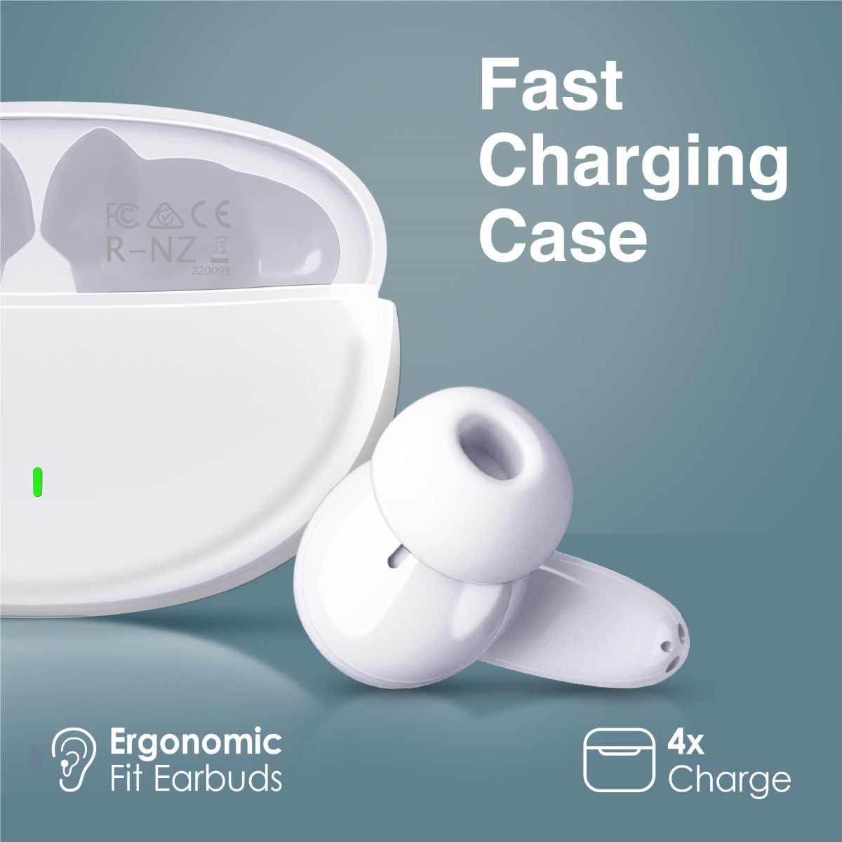 Promate True Wireless Earbuds with Bluetooth v5.1, Mic, IPX5 Water Resistance and Auto Pairing, Lush White