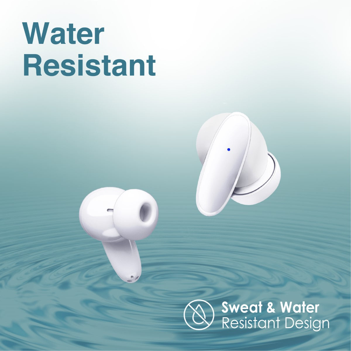 Promate True Wireless Earbuds with Bluetooth v5.1, Mic, IPX5 Water Resistance and Auto Pairing, Lush White