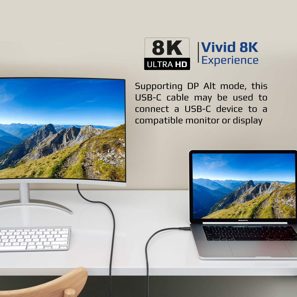 Promate USB-C to USB-C Thunderbolt 3 Cable with 240W PD, 8K @60Hz and 40Gbps Data Speed, PowerBolt240-1M