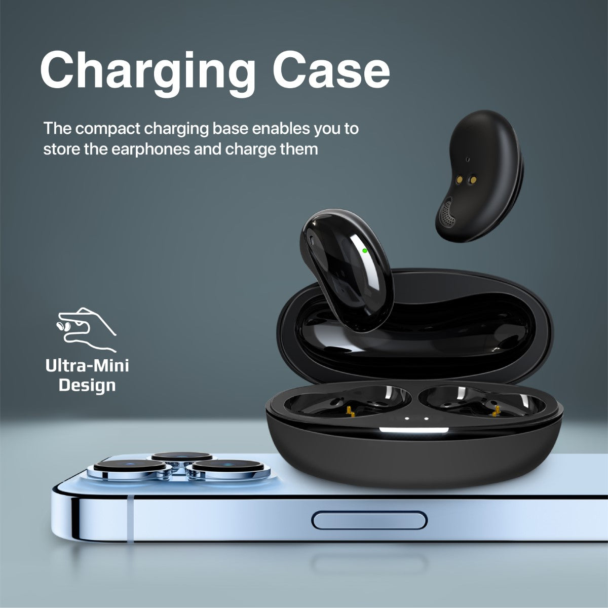 Promate True Wireless Earbuds with Mini-Size, 4 Noise Cancelling Mics, 33H Playtime and Touch Control, Teeny Black