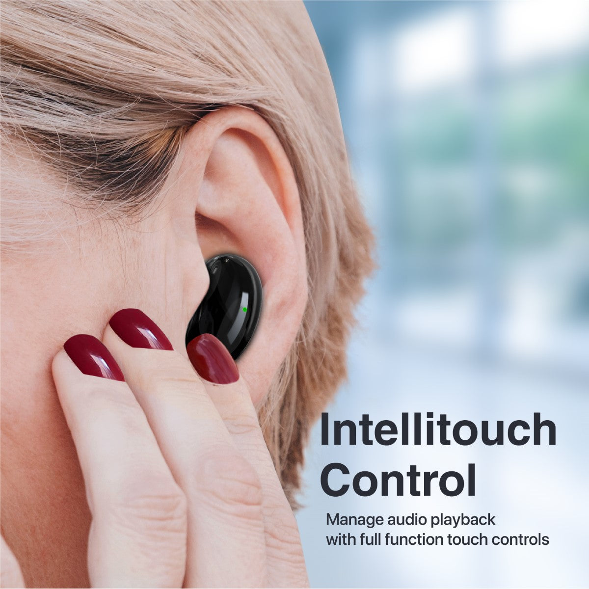 Promate True Wireless Earbuds with Mini-Size, 4 Noise Cancelling Mics, 33H Playtime and Touch Control, Teeny Black