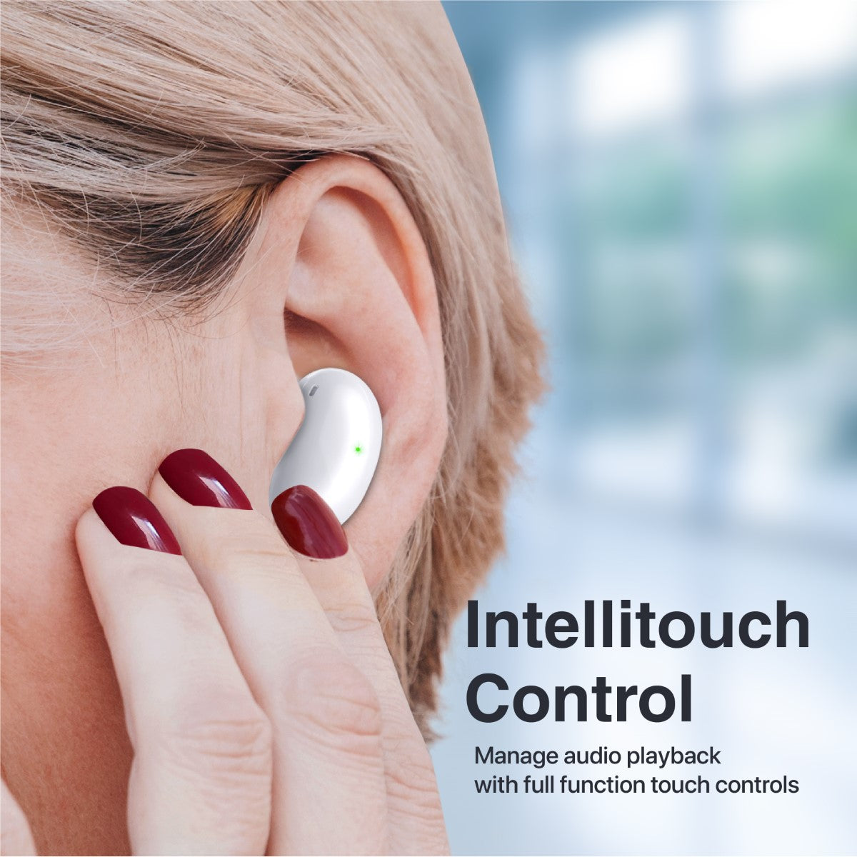 Promate True Wireless Earbuds with Mini-Size, 4 Noise Cancelling Mics, 33H Playtime and Touch Control, Teeny White