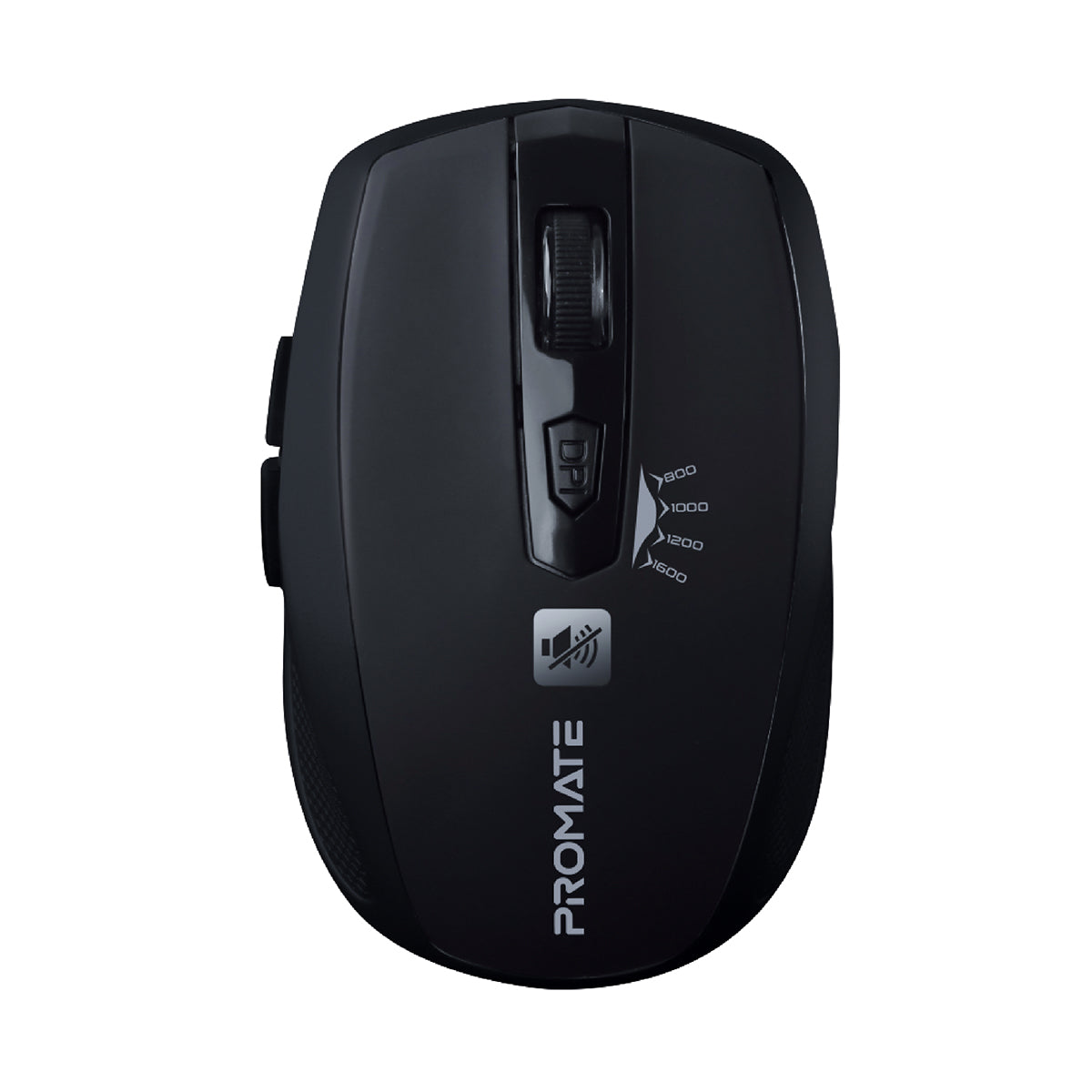 Promate 1600DPI Silent Mouse, Ergonomic Symmetric 2.4Ghz Cordless Silent Keys Mouse with, Long Battery Life, Optical Sensor, 6 Functional Buttons and Nano Receiver for Mac OS, Windows, Breeze Black