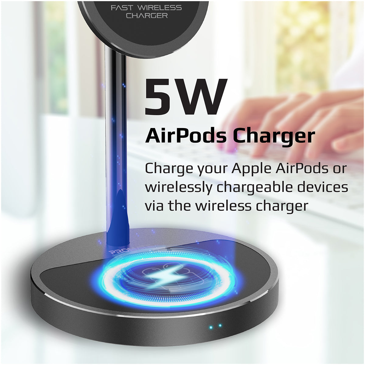 Promate Wireless Charger, 40W High Output Wireless Charging Station With 15W Magnetic Wireless Charger, 20W USB-C Power Delivery and Anti-Slip 5W AirPods Wireless Charger Pad for iPhone 12, AirPods Pro, USB Devices, AuraBase-PD20 UK Black