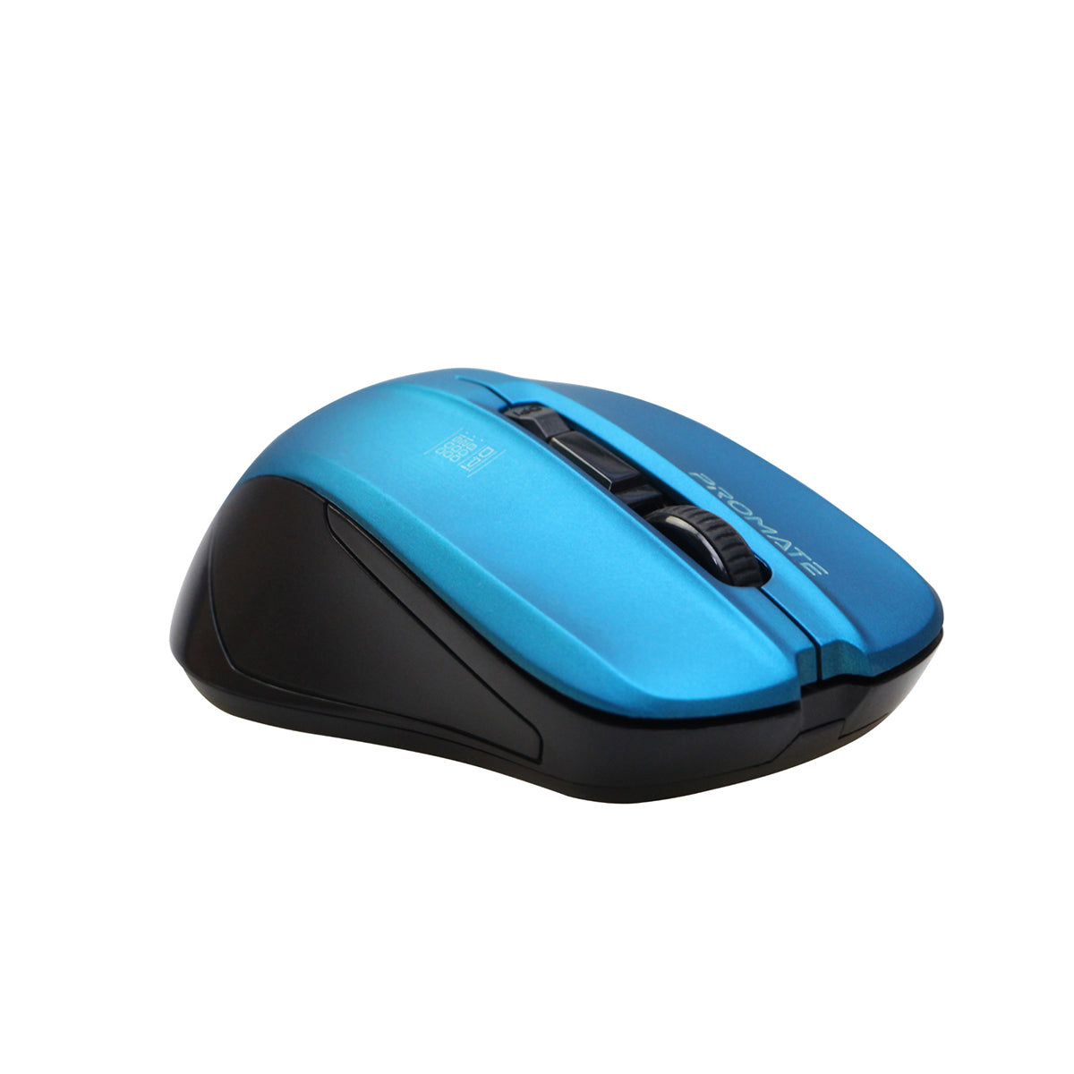 Promate Wireless Mouse, Comfortable Ambidextrous 2.4GHz Cordless Ergonomic Mice with 4 Programmable Buttons, Adjustable 1600DPI, Nano USB Receiver and 10m Working Range for Laptops, Contour Blue