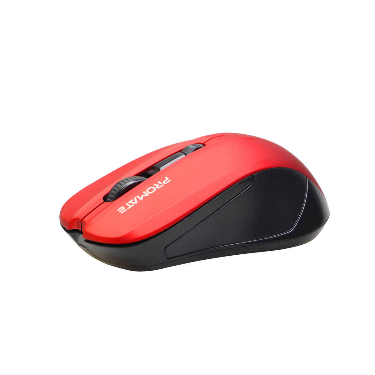 Promate Wireless Mouse, Comfortable Ambidextrous 2.4GHz Cordless Ergonomic Mice with 4 Programmable Buttons, Adjustable 1600DPI, Nano USB Receiver and 10m Working Range for Laptops, Contour Red