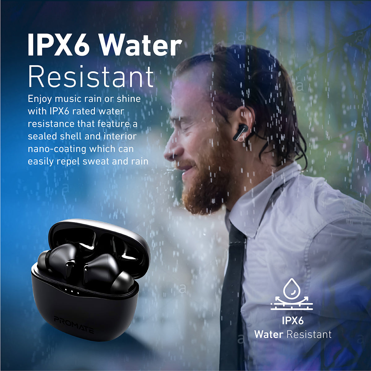 Promate True Wireless Earbuds, In-Ear Hybrid Active Noise Cancelling Bluetooth v5.2 Earphones with Magnetic Closure Charging Case, Mic, IPX6 Water Resistance, Touch Control and 15.5H Playtime for iPhone 12, Samsung S21, iPod, Hybrid-ANC Black