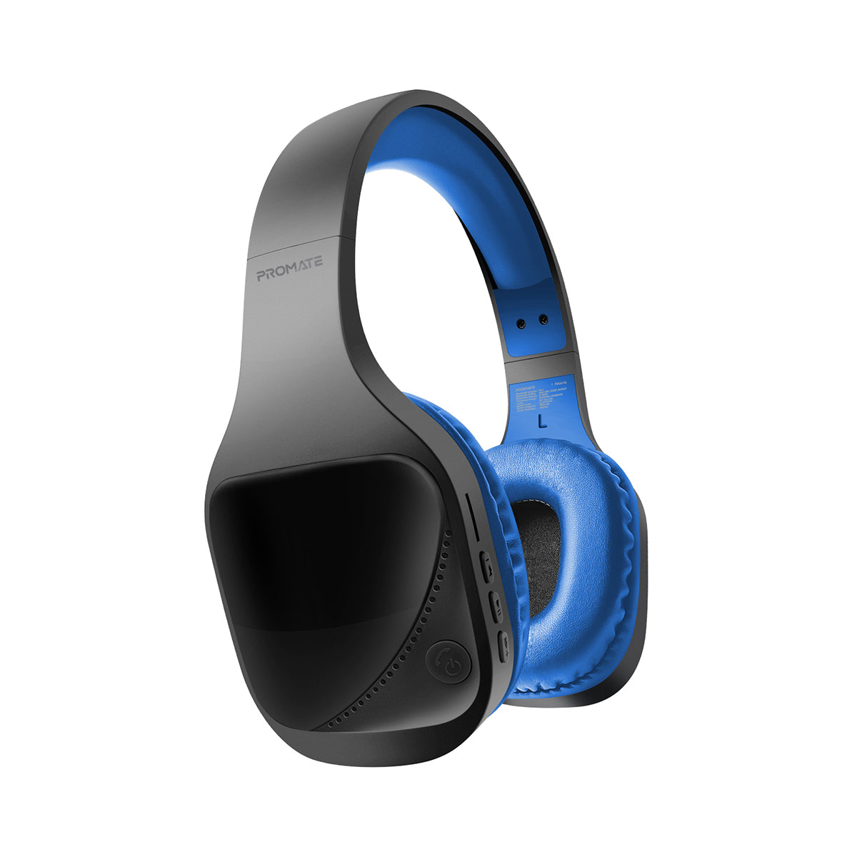 Promate Adjustable Wireless Headphones with Mic, FM, AUX Wired Mode, TF Card Slot and 10H Battery, Nova Blue