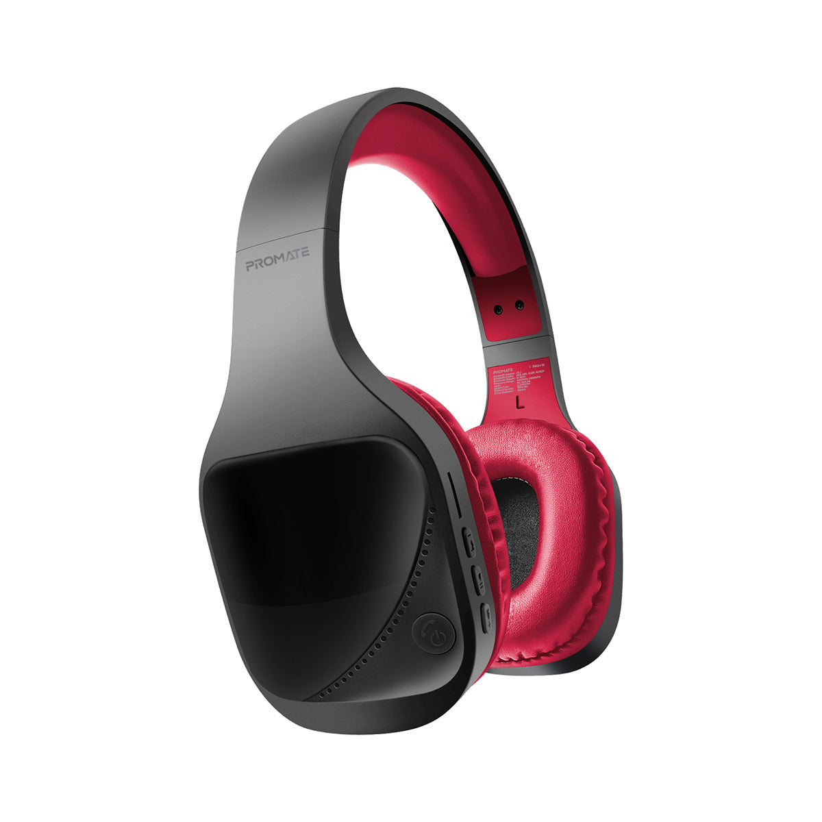 Promate Adjustable Wireless Headphones with Mic, FM, AUX Wired Mode, TF Card Slot and 10H Battery, Nova Maroon