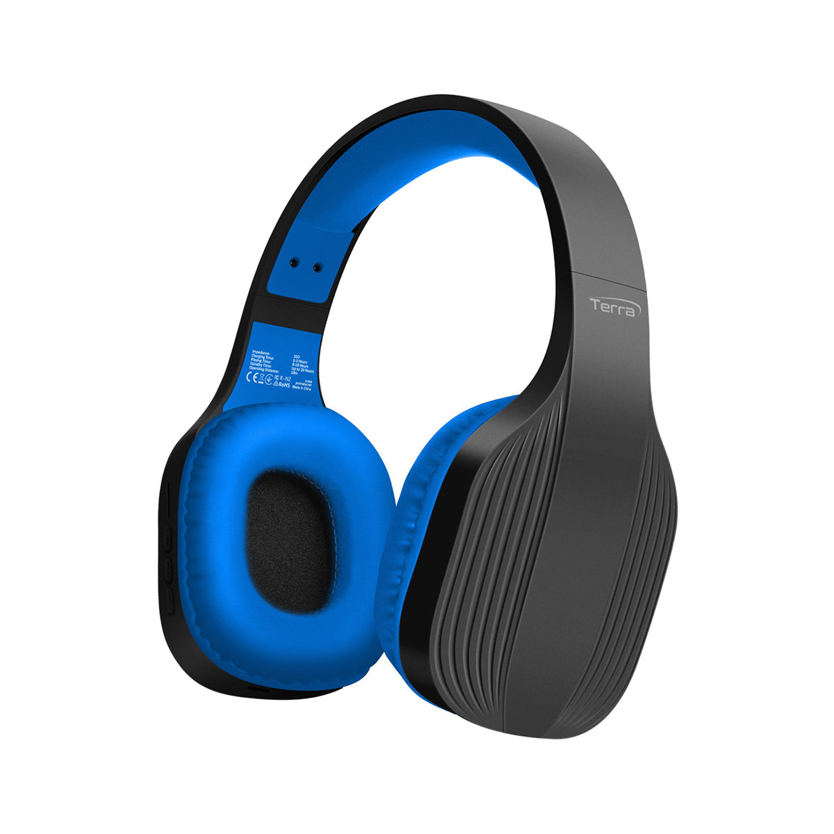 Promate Wireless Headset with Bluetooth v5.1, Audio Jack Wired Mode, Mic, Radio, TF Card Slot and 10H Battery, Terra Blue