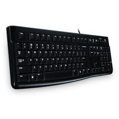 Logitech K120 Wired Business Keyboard for Windows or Linux, USB Plug-and-Play, Full-Size, Spill Resistant, Curved Space bar, PC / Laptop, English/Arabic Layout - Black