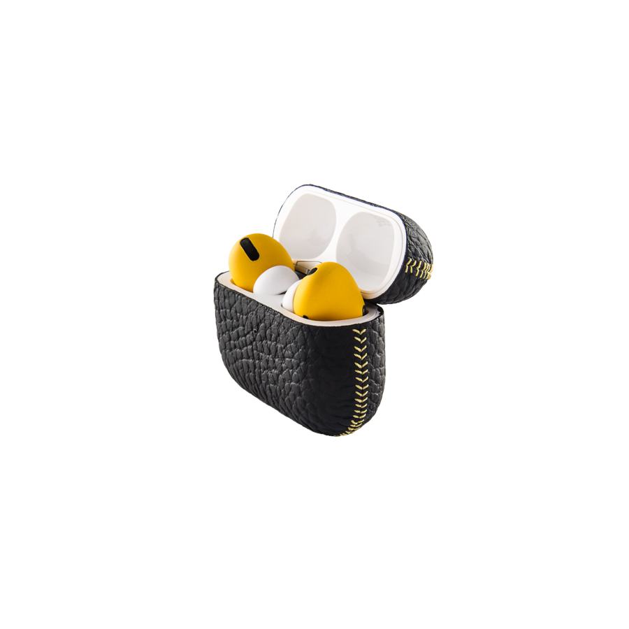 Merlin Craft Royal Collection Apple Airpods Pro Calf Black With Yellow