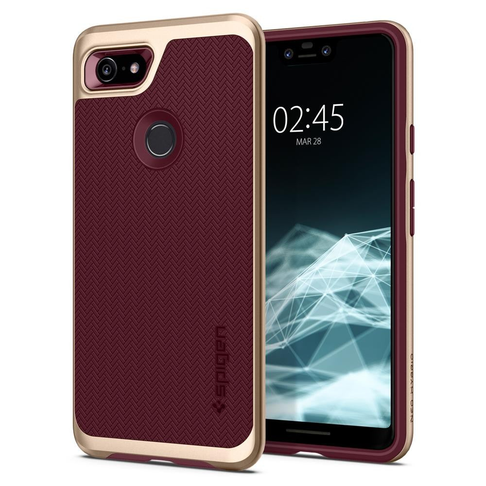 Spigen Google Pixel 3 Neo Hybrid cover / case - Burgundy with Gold Frame