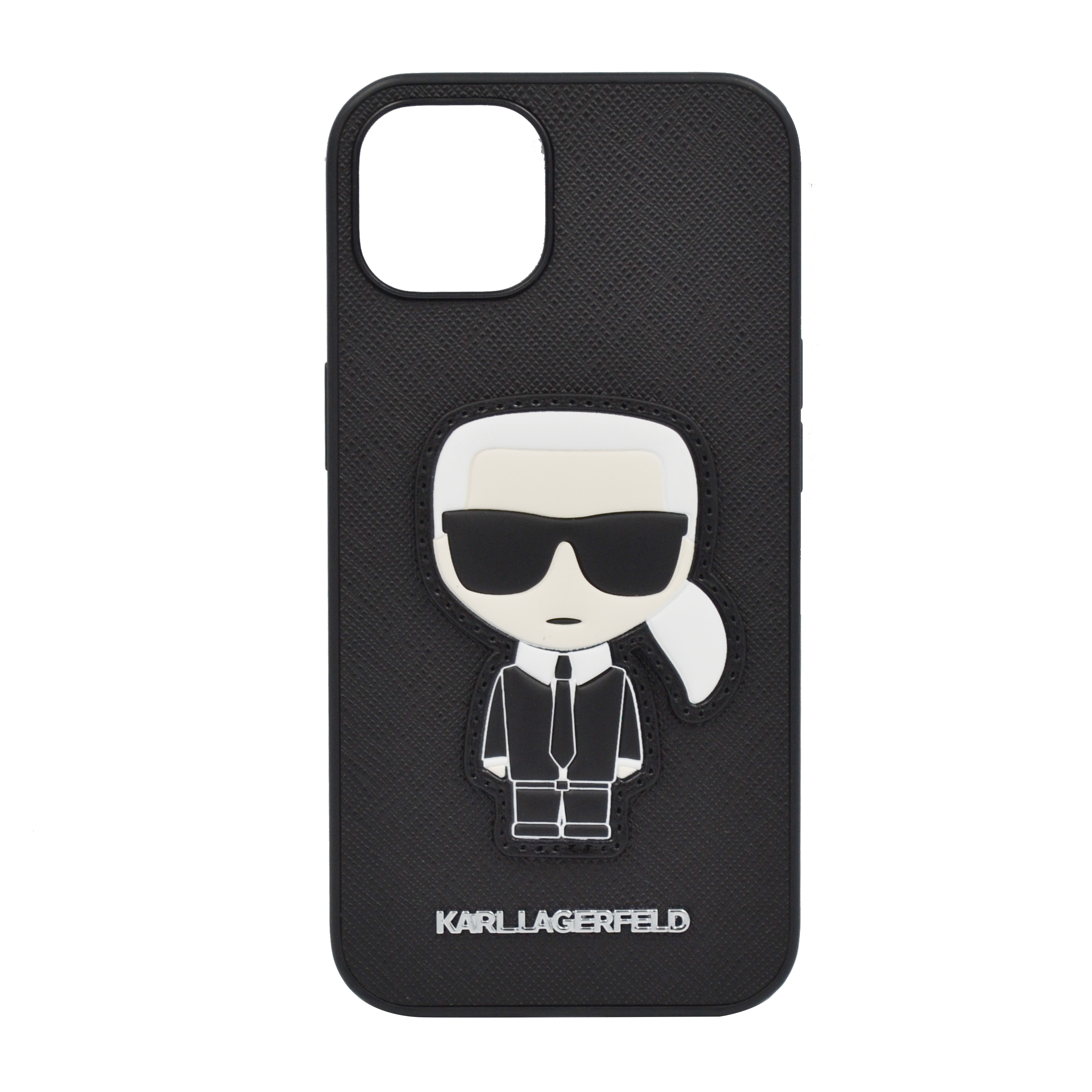 Karl Lagerfeld Pu Saffiano Case With Iconic Patch And Metal Logo For iPhone 13 Black