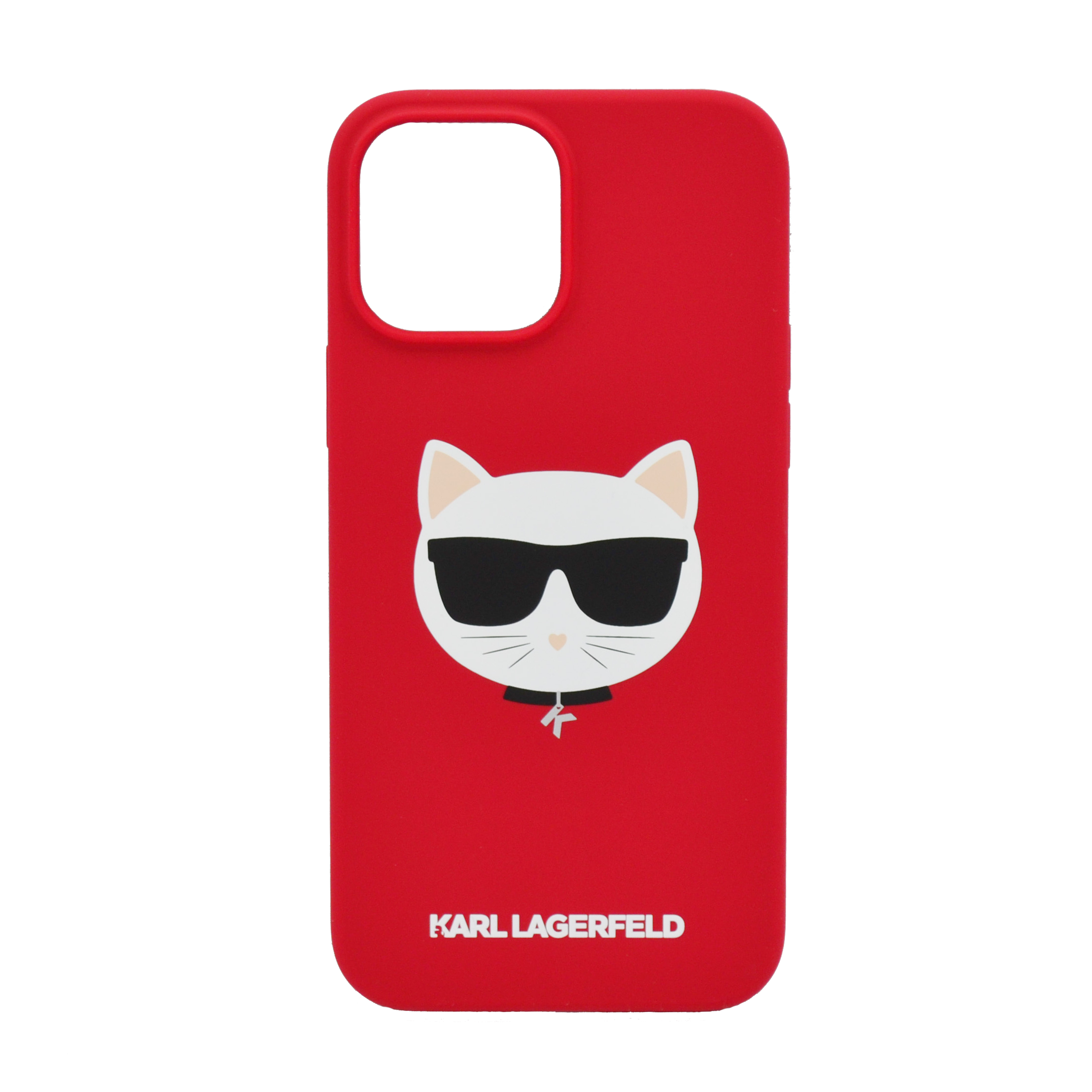 Karl Lagerfeld Liquid Silicone Case Choupette Head For iPhone 13 Pro Max Red