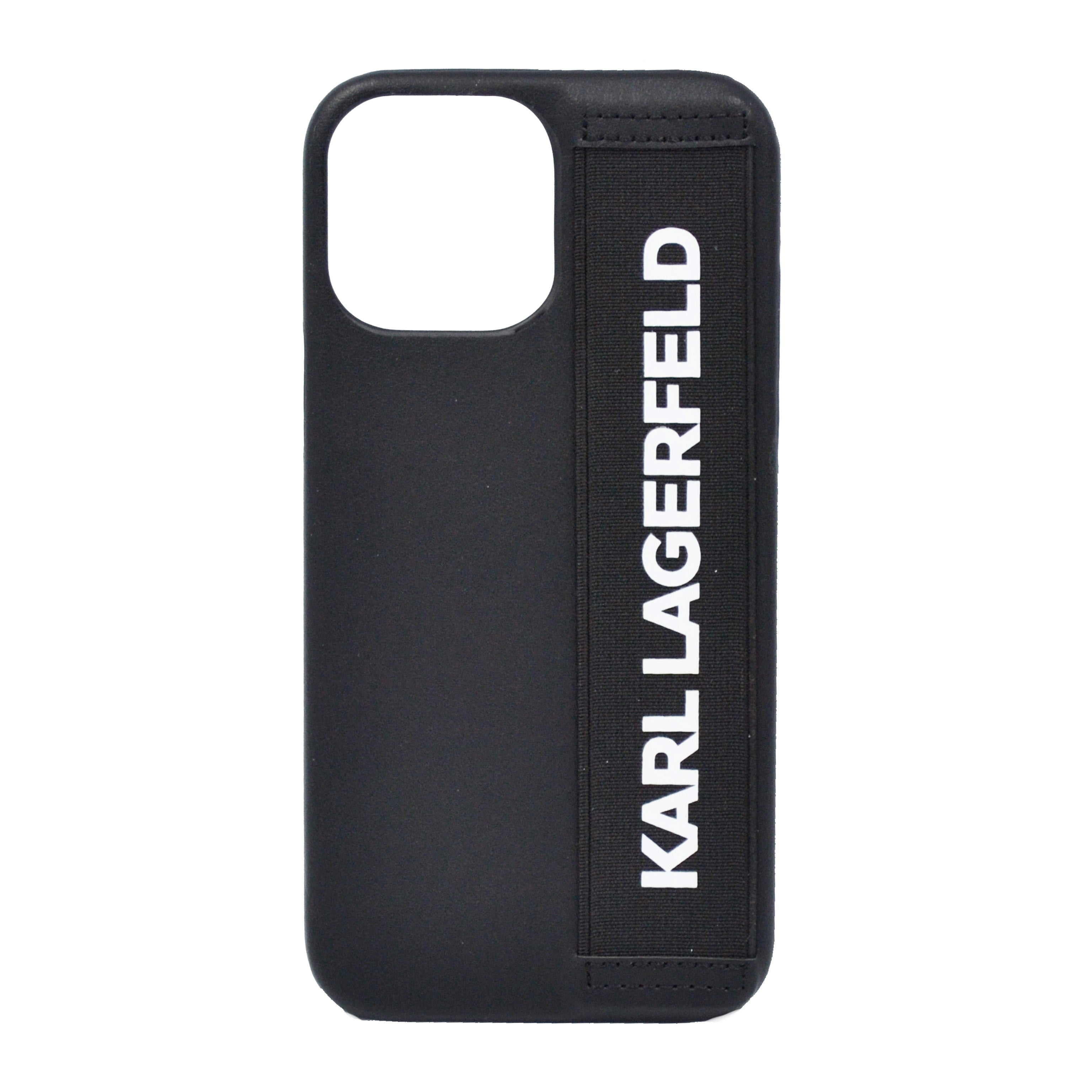 Karl Lagerfeld Pu Leather Case With Elastic Band Strap For iPhone 13 Pro Black