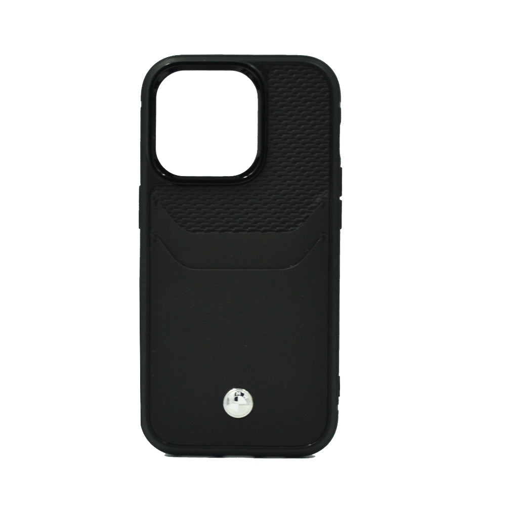 Bmw Signature Collection Genuine Leather Cases With Cardslot Embossed Pattern For iPhone 14 Pro Black