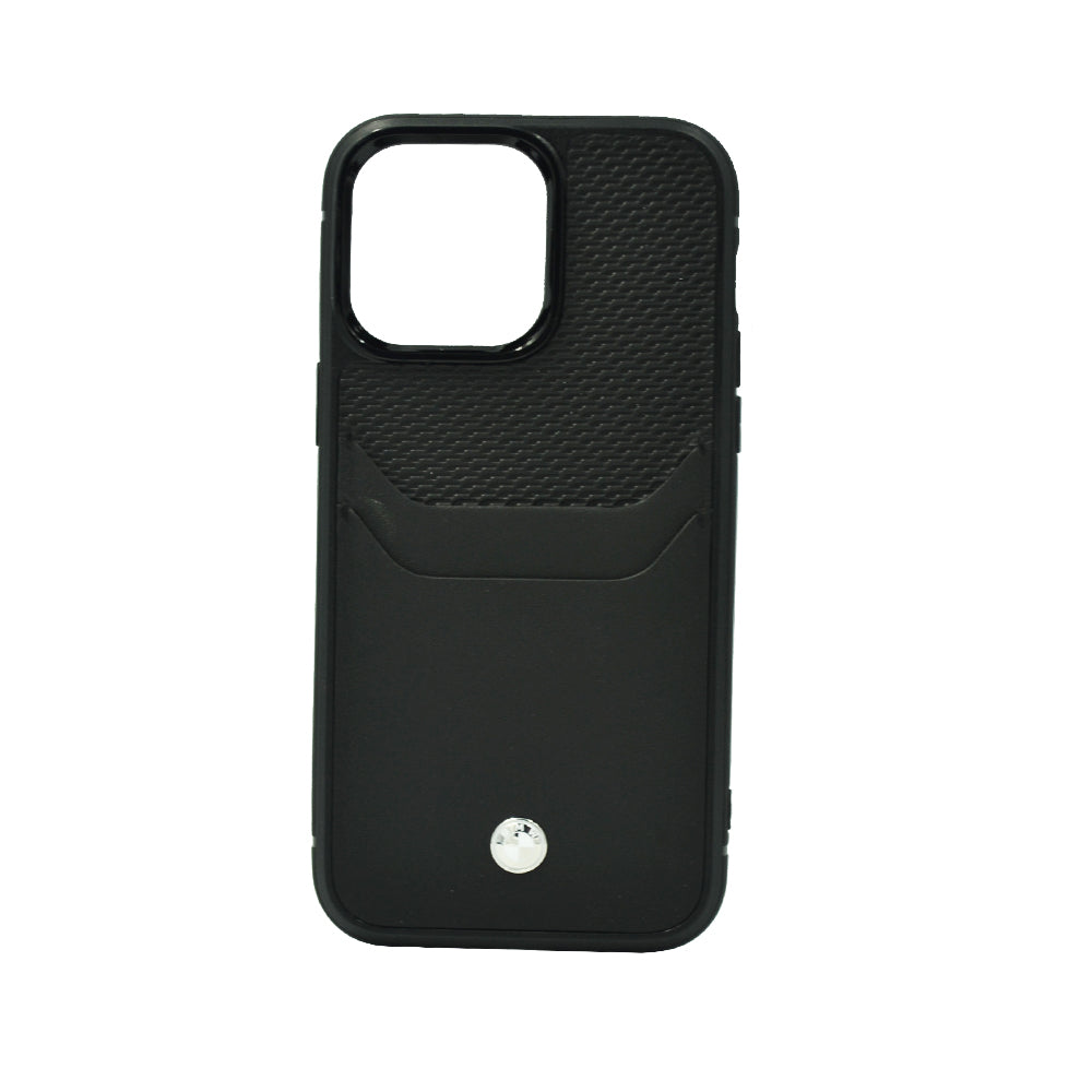 Bmw Signature Collection Genuine Leather Cases With Cardslot Embossed Pattern For iPhone 14 Pro Max Black
