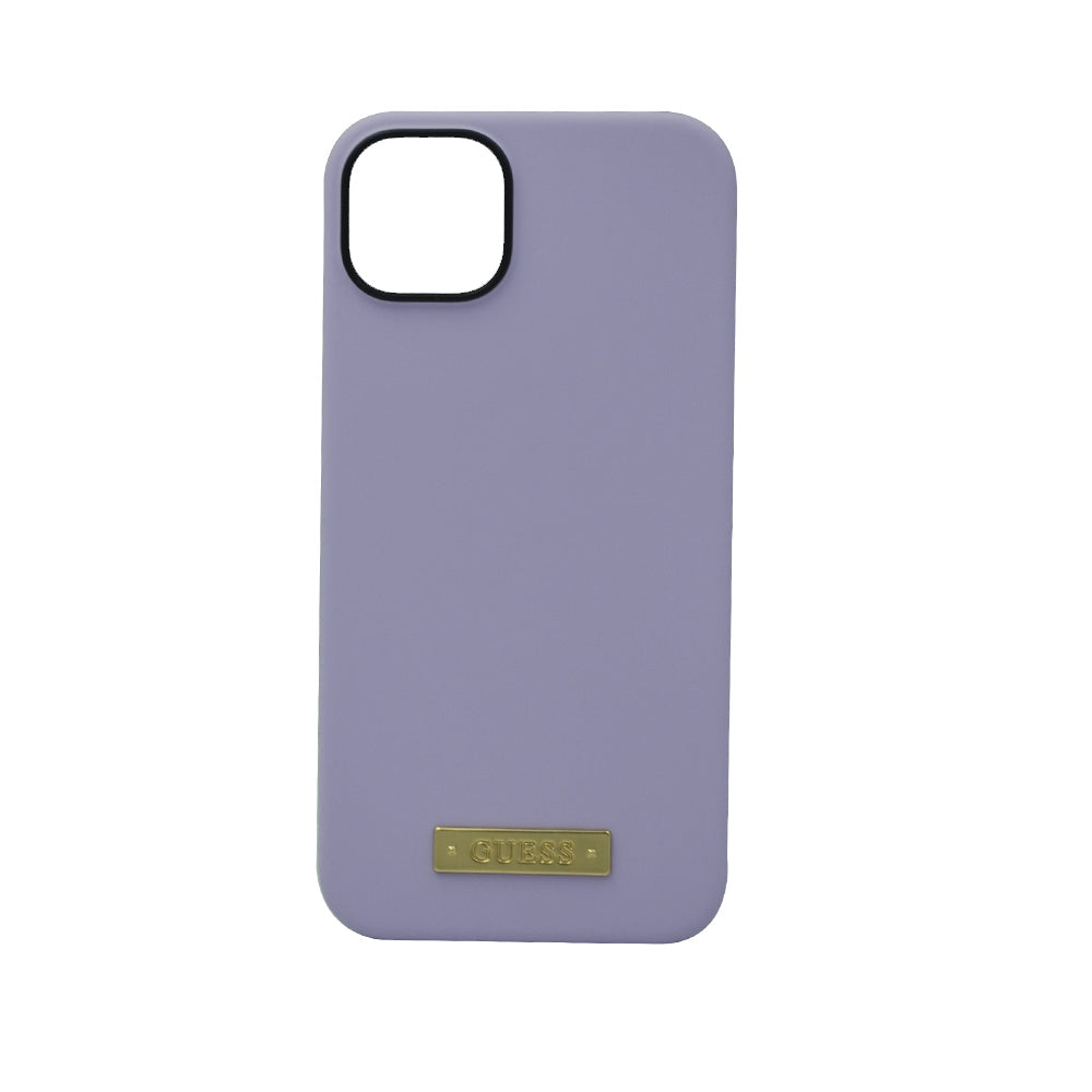 Guess Magsafe Liquid Silicone Logo Hard Case For iPhone 14 Max Plate Purple