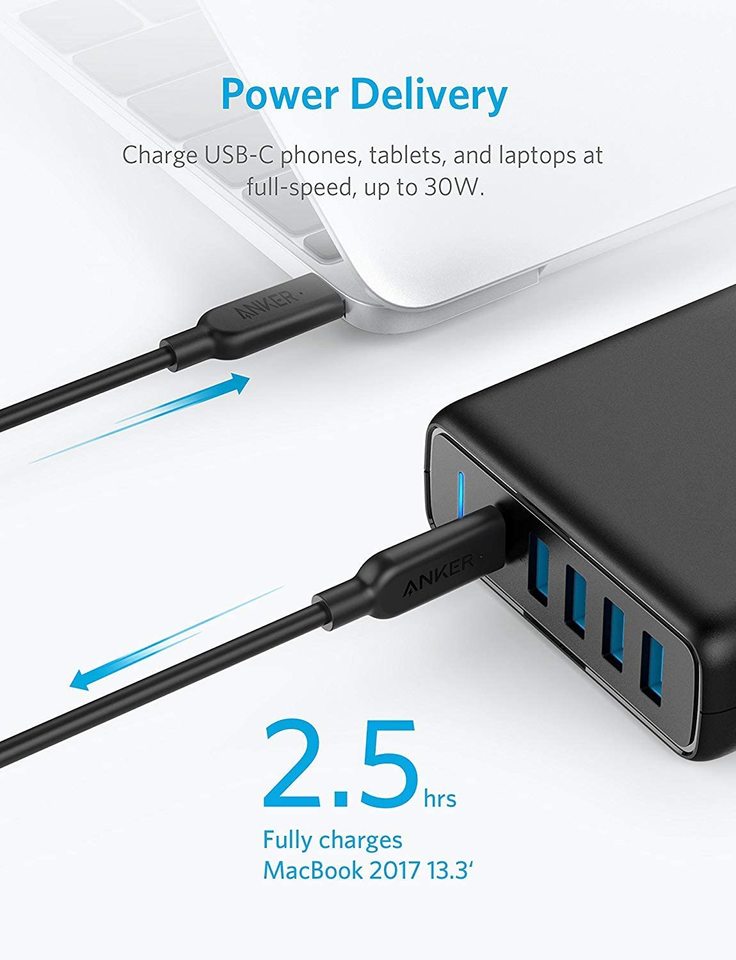 Anker Powerport Speed PD 5 60w Black - A2056K11