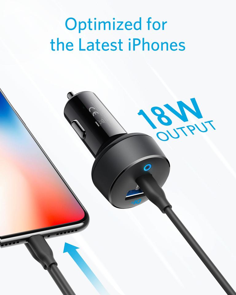 Anker Powerdrive Classic PD 2 With C to Lightning Cable Black - B2726H11