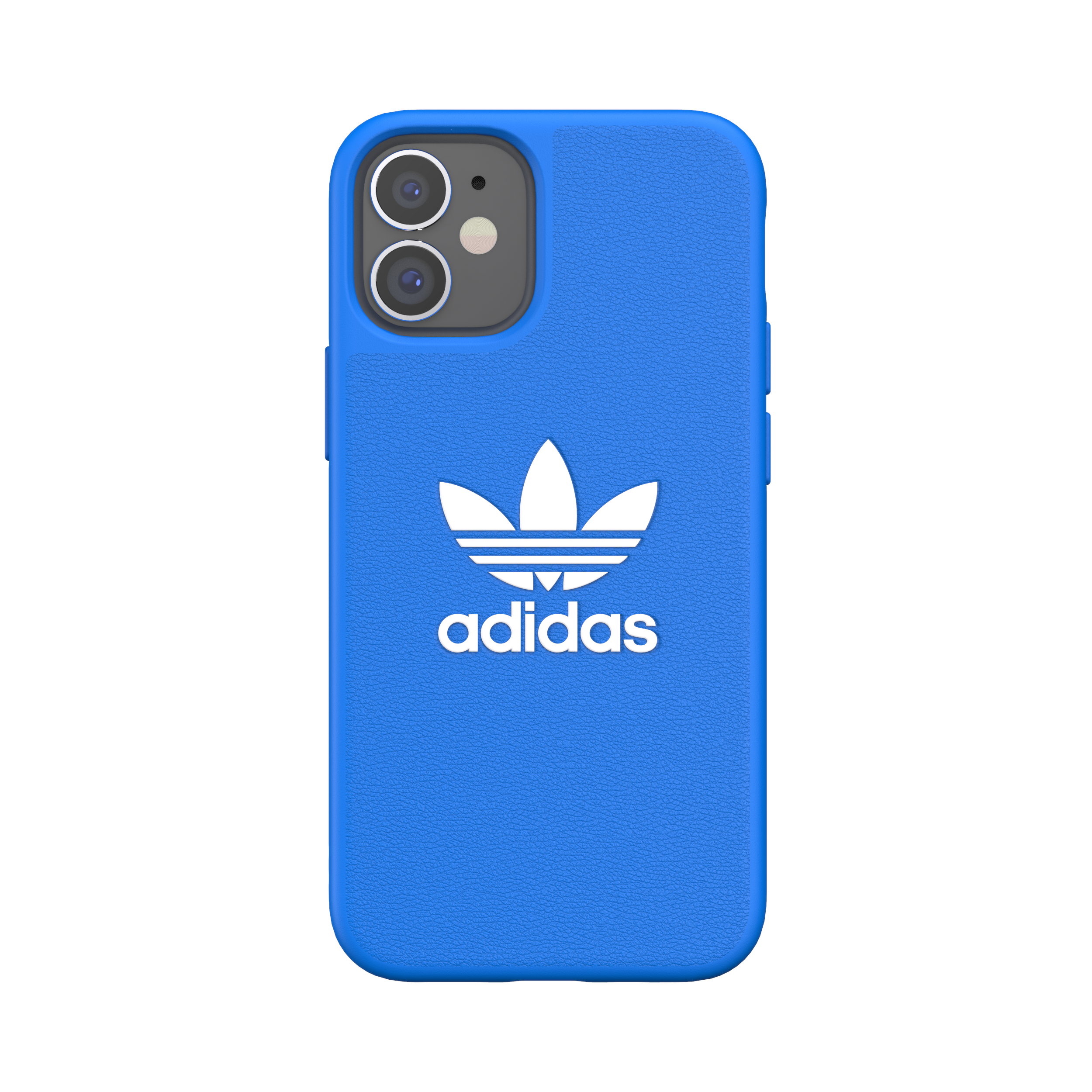 Adidas ORIGINALS Apple iPhone 12 Mini Basic Moulded Case - Back cover w/ Trefoil Design, Scratch & Drop Protection w/ TPU Bumper, Wireless Charging Compatible - Blue/White