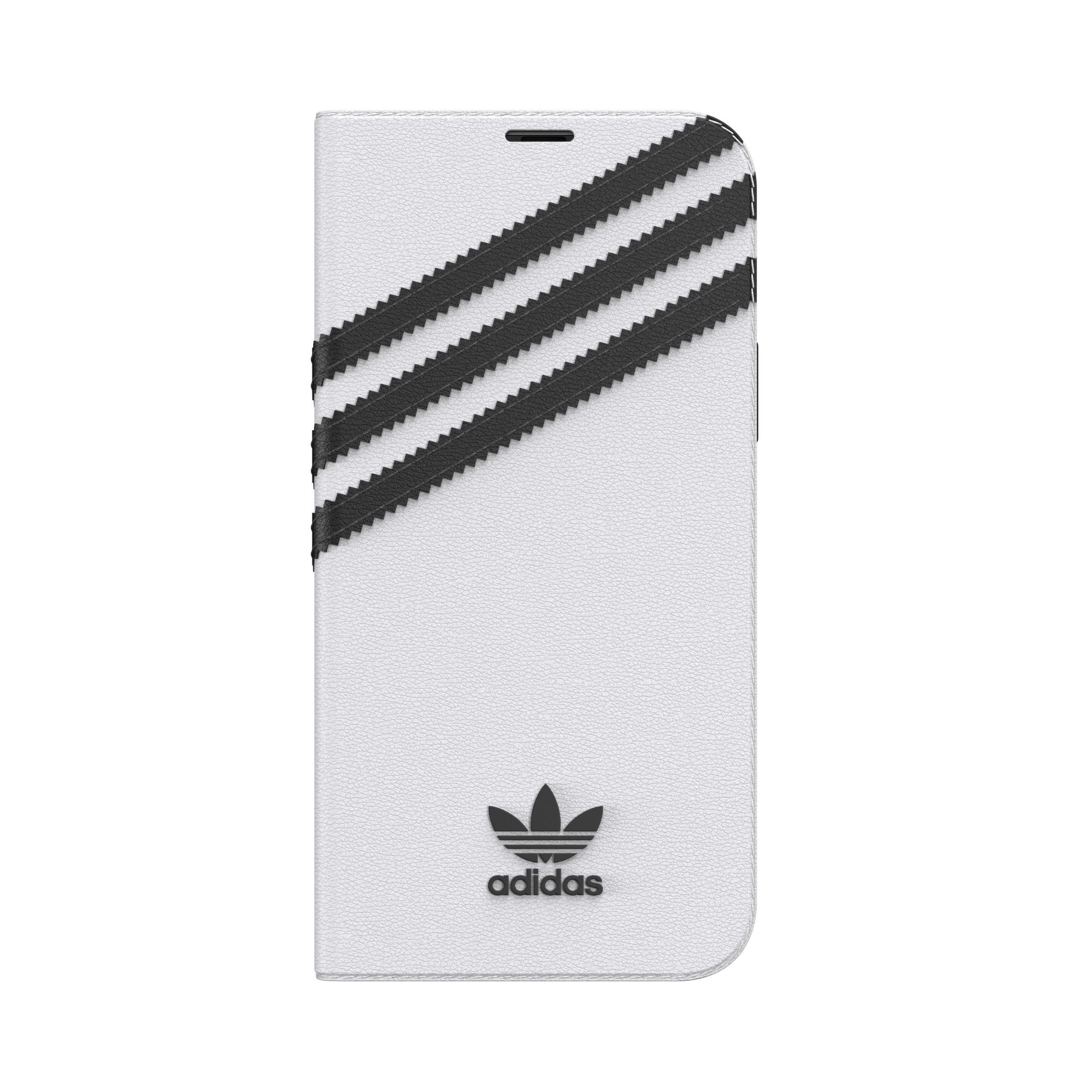 Adidas SAMBA Apple iPhone 12 / 12 Pro Folio Case - Booklet cover w/ 3 Stripes & Trefoil Design, Scratch & Drop Protection, 1x Card Holder, Wireless Charging Compatible - White/Black