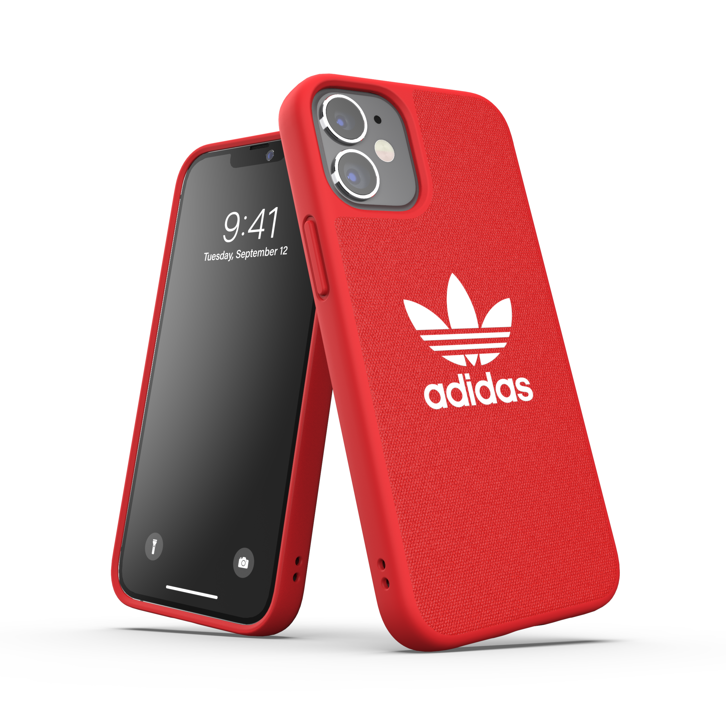 Adidas ORIGINALS Apple iPhone 12 Mini Canvas Case - Back cover w/ Trefoil Design, Scratch & Drop Protection w/ TPU Bumper, Wireless Charging Compatible - Scarlet