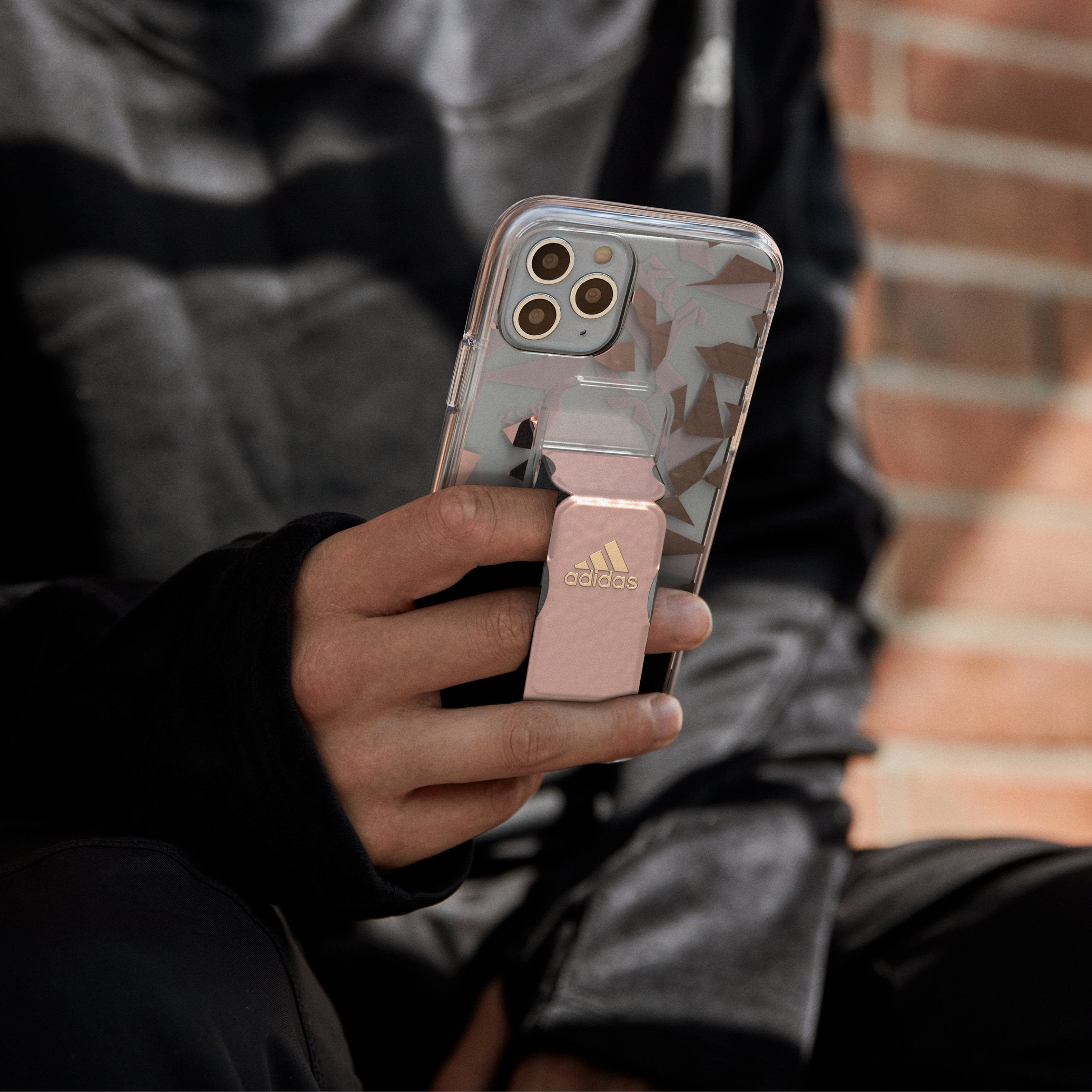adidas SPORT Apple iPhone 12 / 12 Pro Clear Grip Case - Back cover w/ Grip or Stand, Scratch & Drop Protection w/ TPU Bumper, Wireless Charging Compatible - Pink Tint