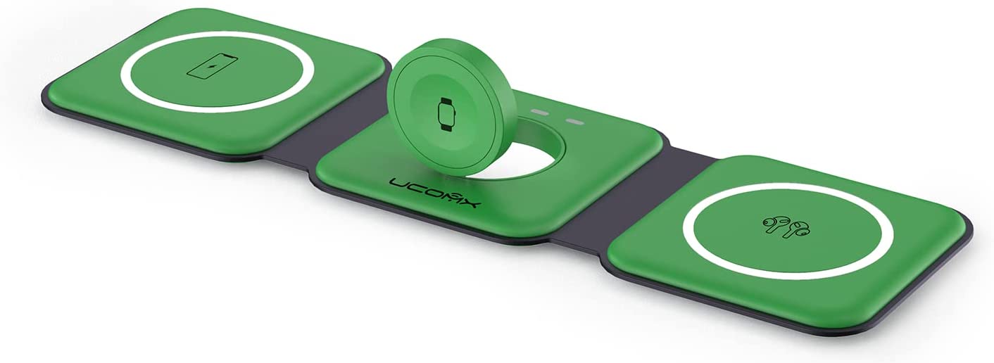UCOMX Nano 3 in 1 Wireless Charger, Magnetic Foldable 3 in 1 Charging Station, Fast Wireless Charging Pad