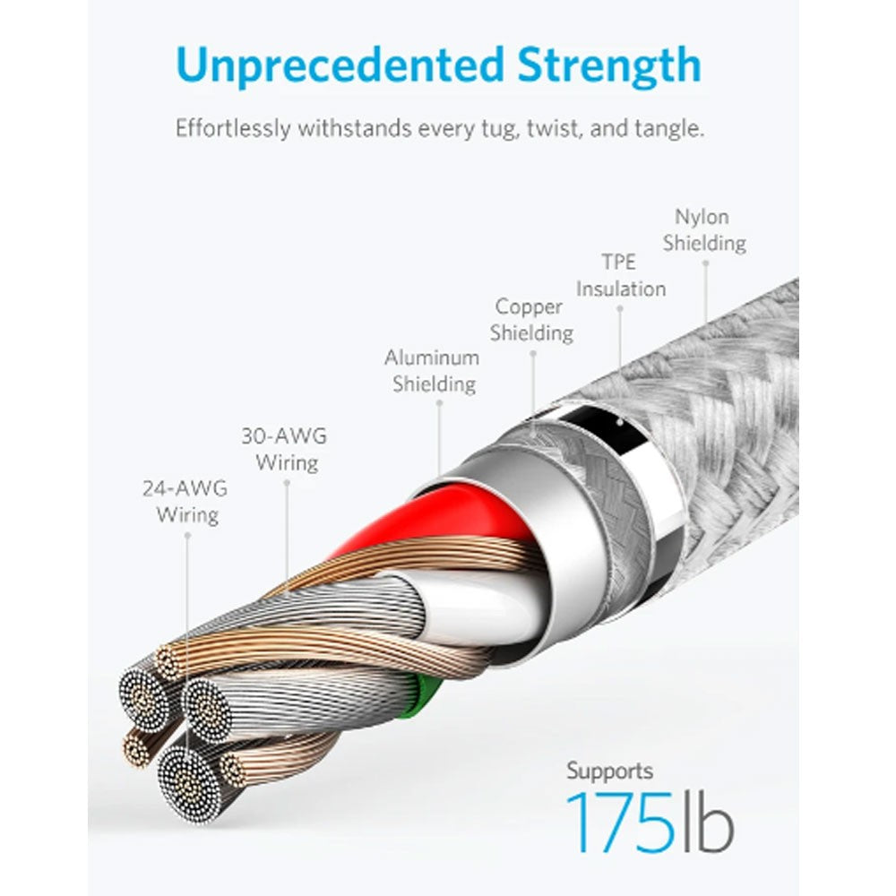 Anker Powerline+ II With Lightning Connector 6ft Rso C89 Silver - A8453h43