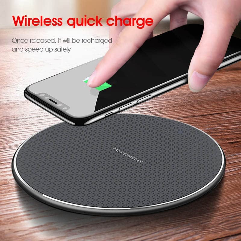 Universal wireless charging pad 15W (Qi Certified Fast Wireless Charger for iPhone 12, 12 pro, 12 pro max, 13, 13 pro, 13 pro max and all other models), 3ft cable included- Grey