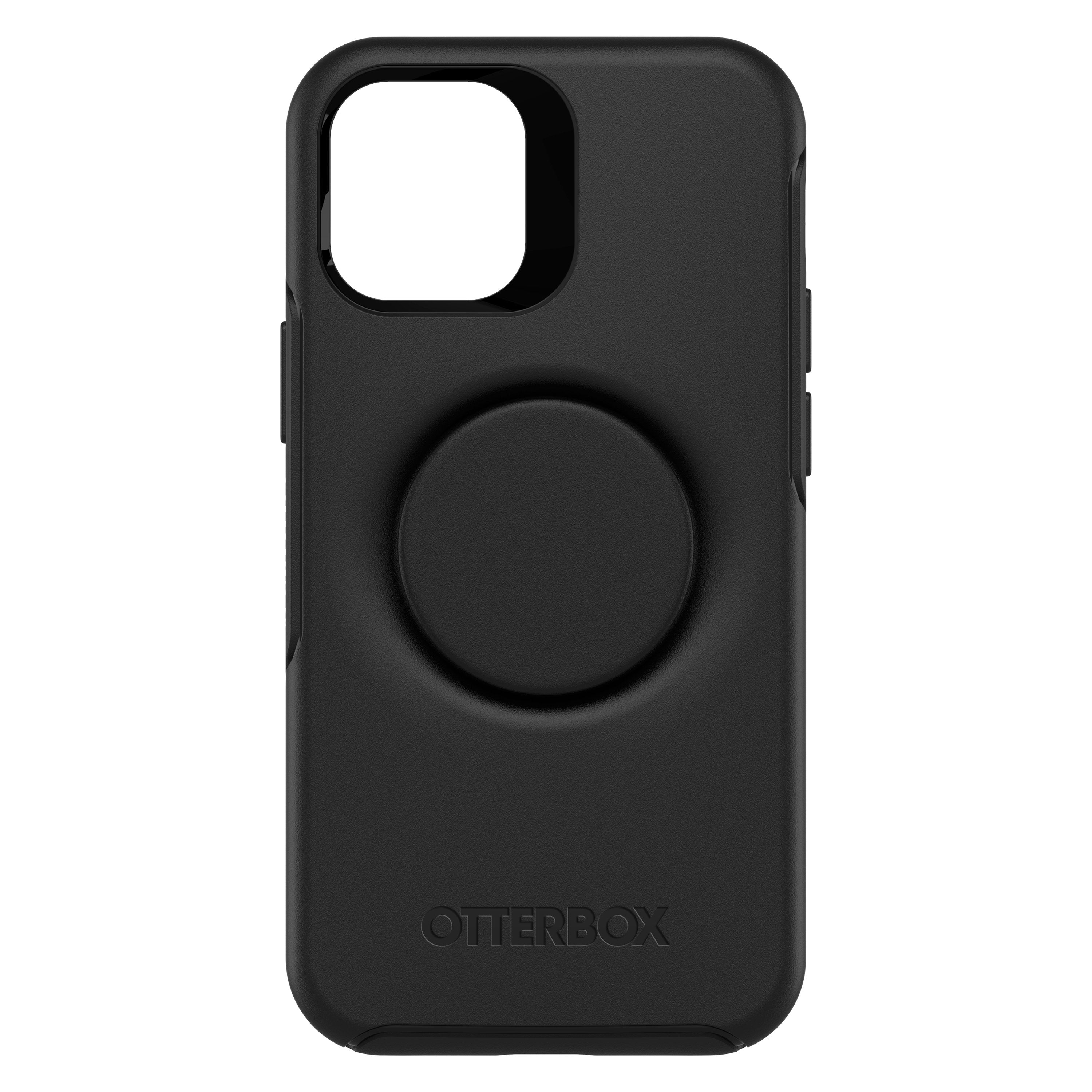 OtterBox OTTER+POP SYMMETRY Apple iPhone 12 Mini case - Drop Protection Cover w/ PopSocket Phone Holder, Slim Protective Selfie Case, Wireless Charging Compatible - Black