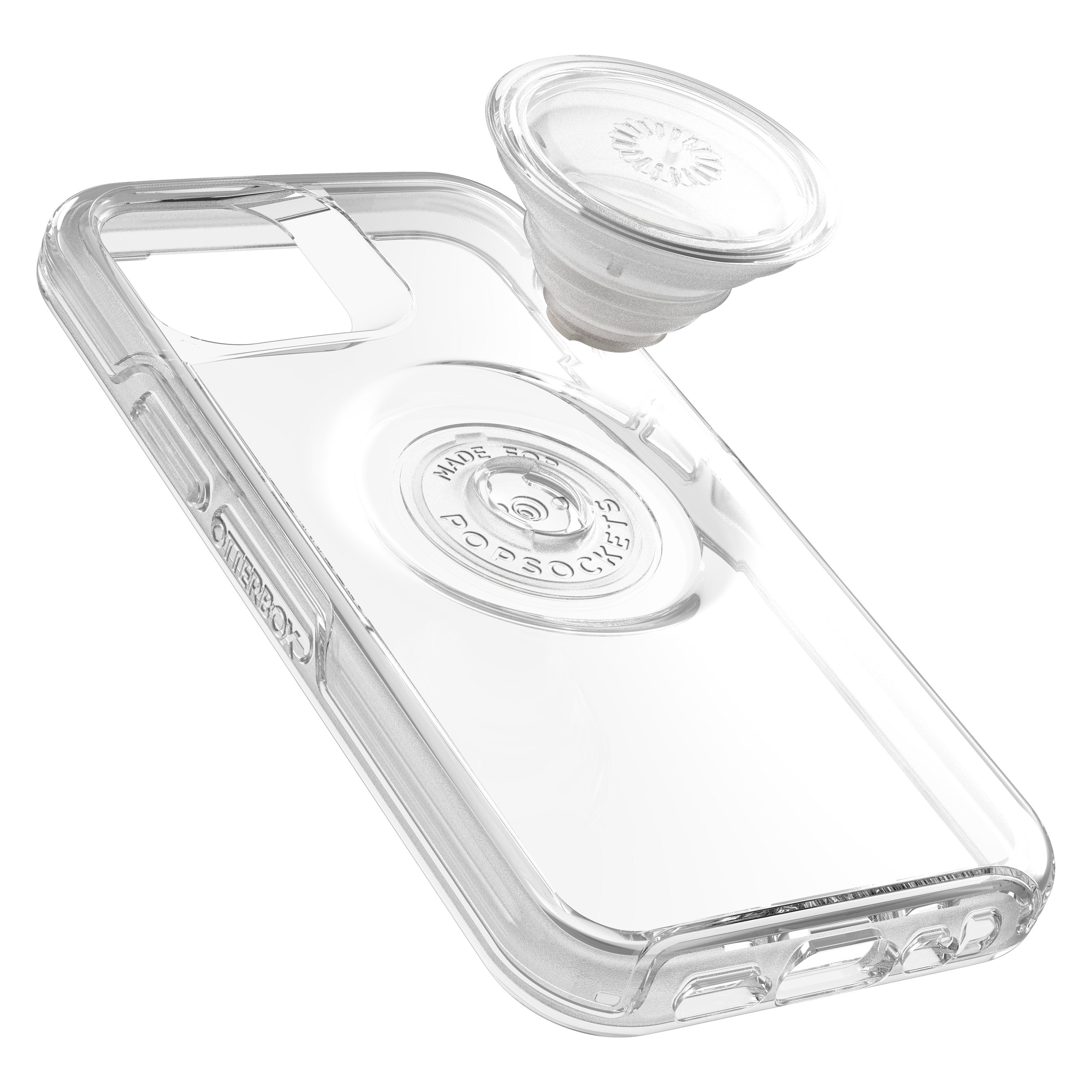 OtterBox OTTER+POP SYMMETRY Apple iPhone 12 Mini case - Drop Protection Cover w/ PopSocket Phone Holder, Slim Protective Selfie Case, Wireless Charging Compatible - Clear