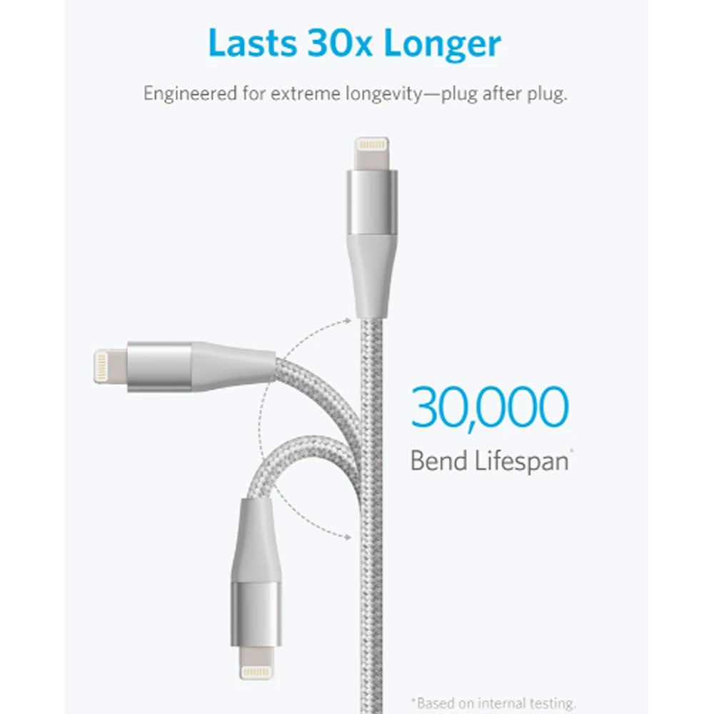Anker Powerline+ II With Lightning Connector 6ft Rso C89 Silver - A8453h43