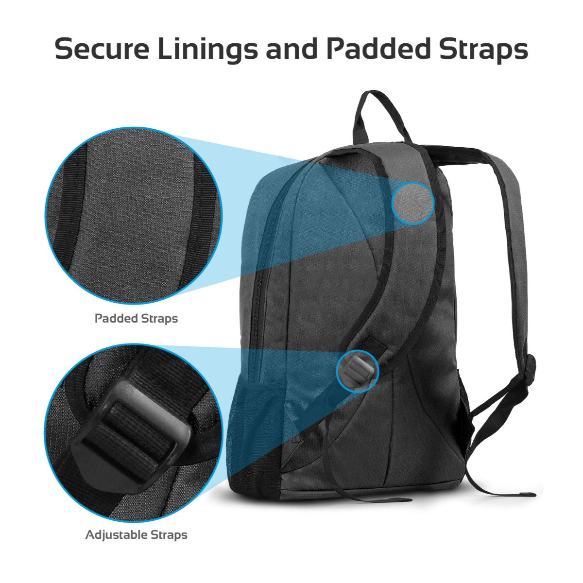 Promate - Travel Laptop Backpack, Lightweight Water-Resistant Computer Bag with Anti-Theft Secure Pockets and Adjustable Padded Strap for Men, Women, 15.6 Inch Laptop and Notebook, Alpha-BP Black