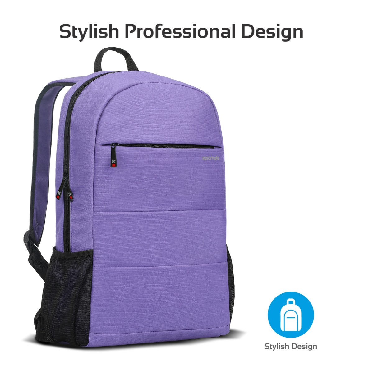 Promate - Travel Laptop Backpack, Lightweight Water-Resistant Computer Bag with Anti-Theft Secure Pockets and Adjustable Padded Strap for Men, Women, 15.6 Inch Laptop and Notebook, Alpha-BP Blue