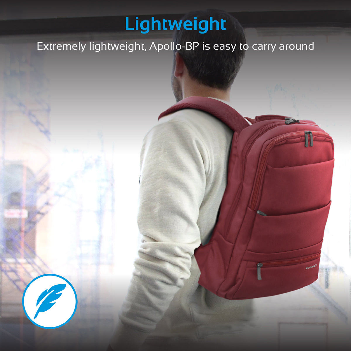 Promate - Laptop Backpack, Slim Lightweight Dual Pocket Water Resistance Backpack with Multiple Compartment and Anti-Theft Pocket for 15.6 Inch Laptops, Tablets, Documents, Apollo-BP Red