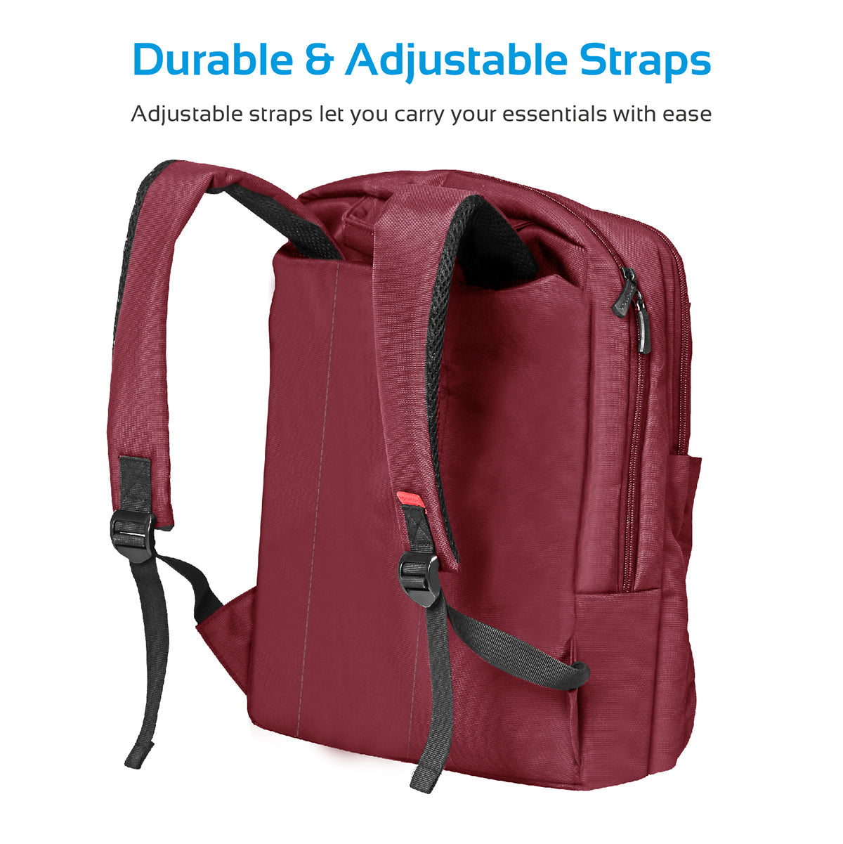 Promate - Laptop Backpack, Slim Lightweight Dual Pocket Water Resistance Backpack with Multiple Compartment and Anti-Theft Pocket for 15.6 Inch Laptops, Tablets, Documents, Apollo-BP Red