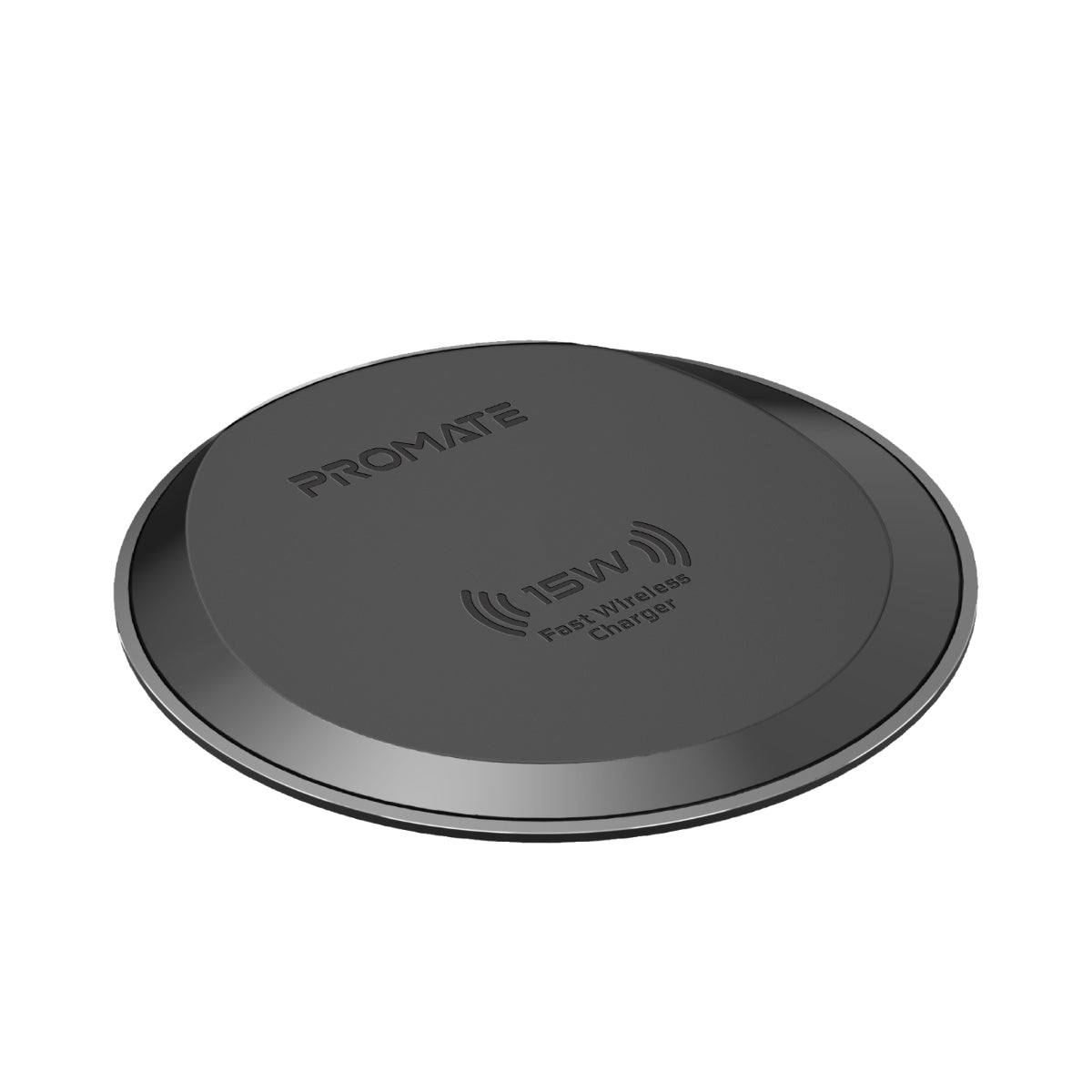 Promate Wireless Charger, Premium Ultra-Slim 15W Fast Wireless Charging Pad with Anti-Slip Surface and Multi-Protect, for iPhone 12/12 Pro Max, AirPods Pro, Galaxy S21, Buds Pro, Buds Live, AuraPad-15W Grey