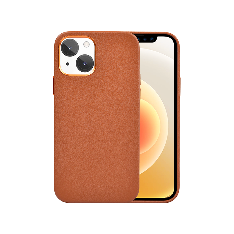 WIWU Calfskin Genuine Leather Case For iPhone 13 (6.1") - Brown