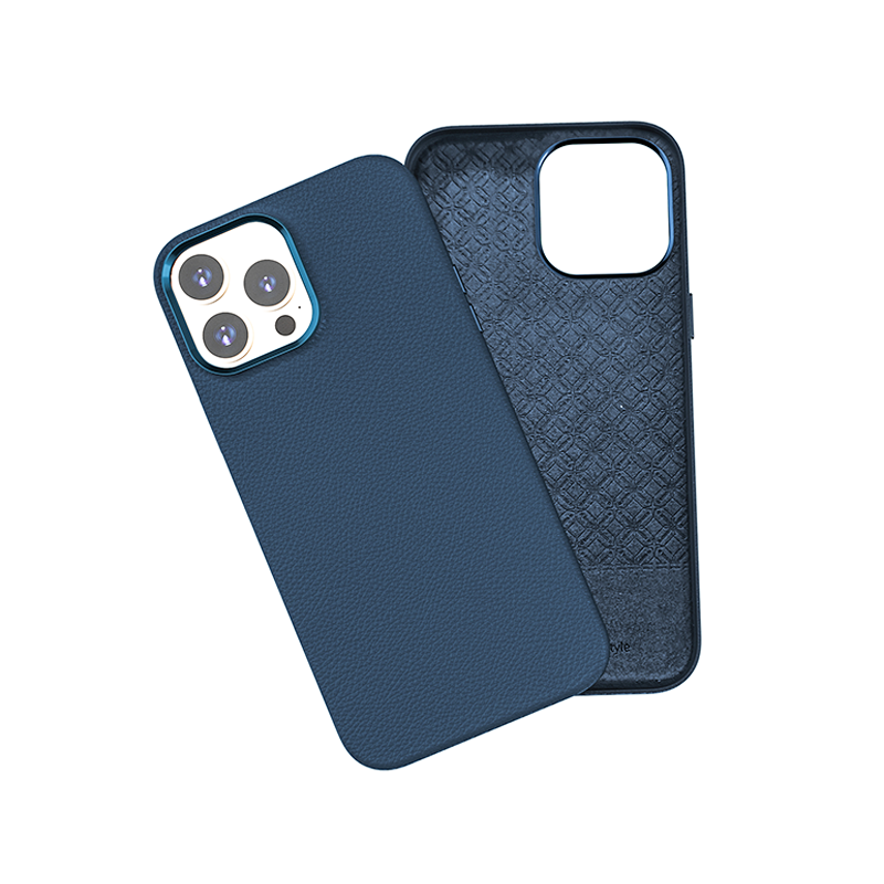 WIWU Calfskin Genuine Leather Case For iPhone 13 Pro (6.1") - Blue