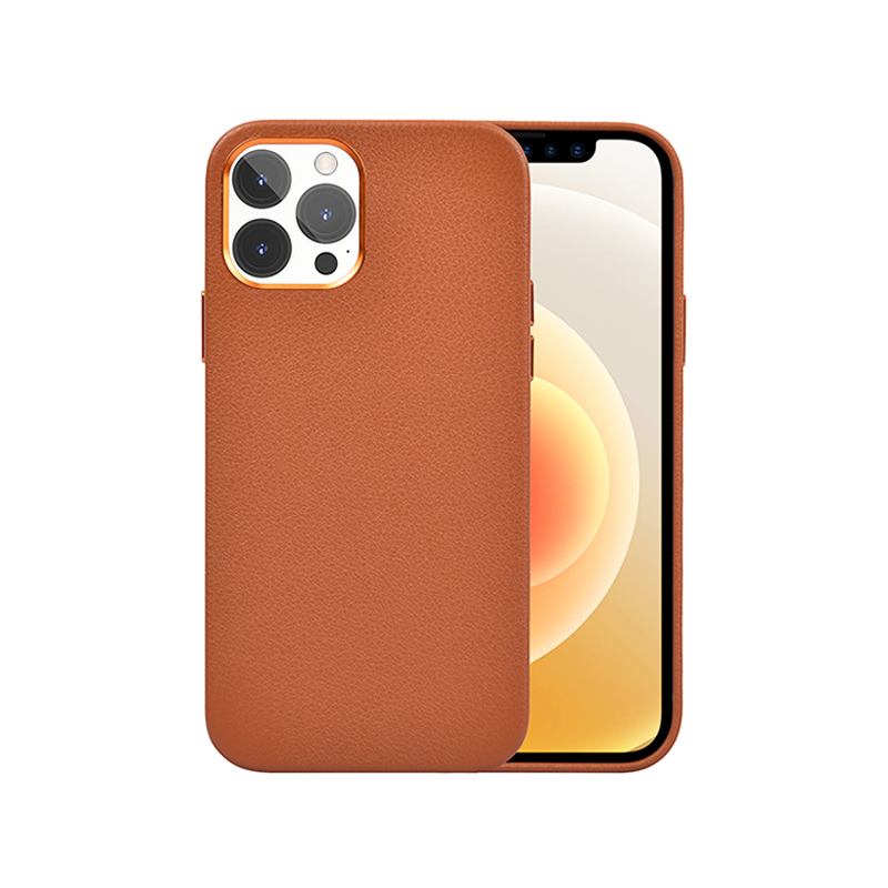 WIWU Calfskin Genuine Leather Case For iPhone 13 Pro Max (6.7") - Brown