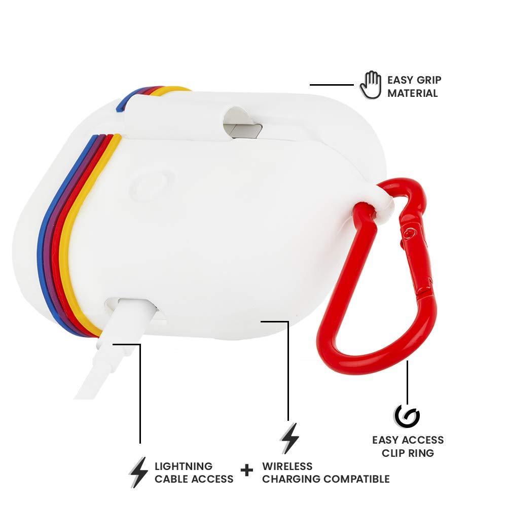 Case-Mate - Kodak AirPods Pro Case - Kodak White with Kodachrome Stripes with Red Clip