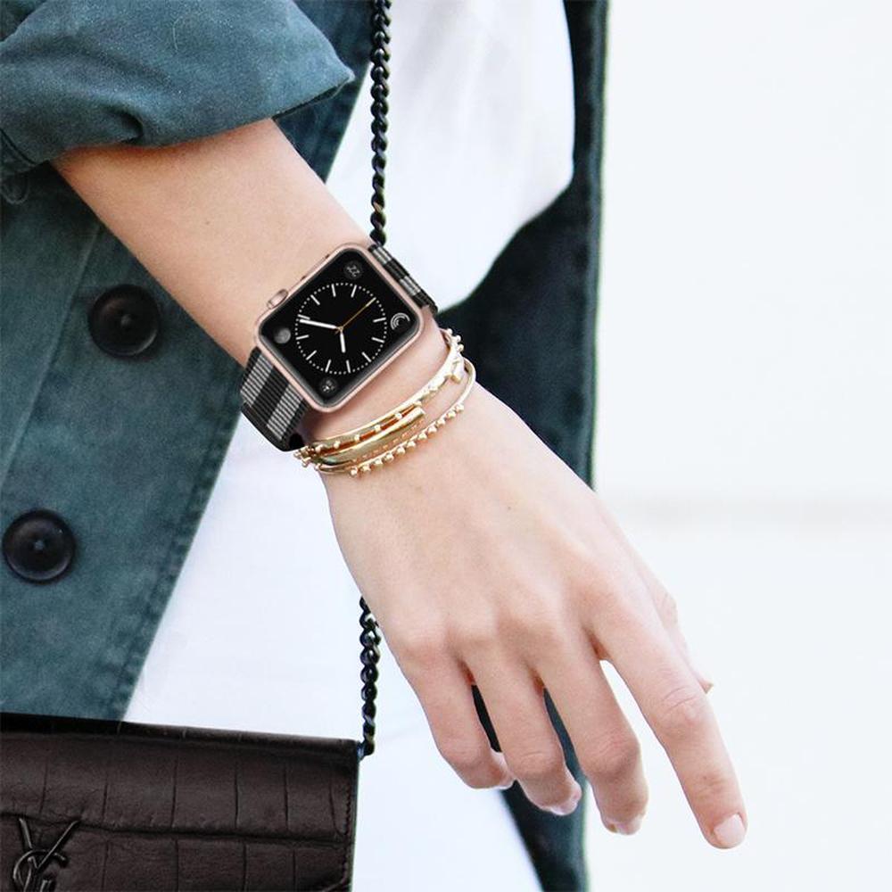 Casetify - Apple Watch Band Nylon Fabric All Series 38mm Black Stripes