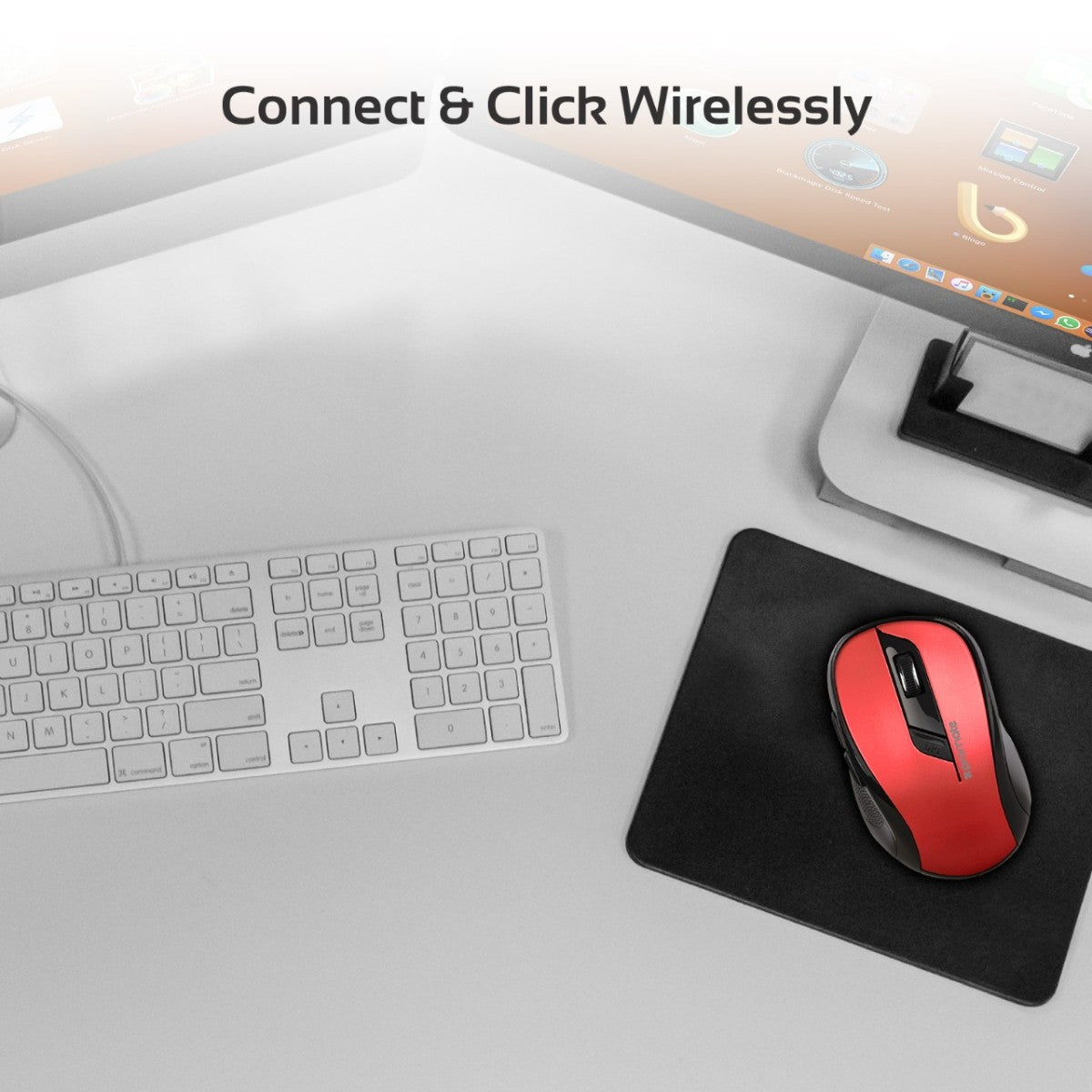 Promate - Wireless Mouse, 2.4Ghz Portable Optical Wireless Mouse with USB Nano Receiver, 3 Adjustable DPI, 6 Buttons, 10m Working Range and Auto-Sleep Function for PC, Laptop, MacBook, Clix-7 Red