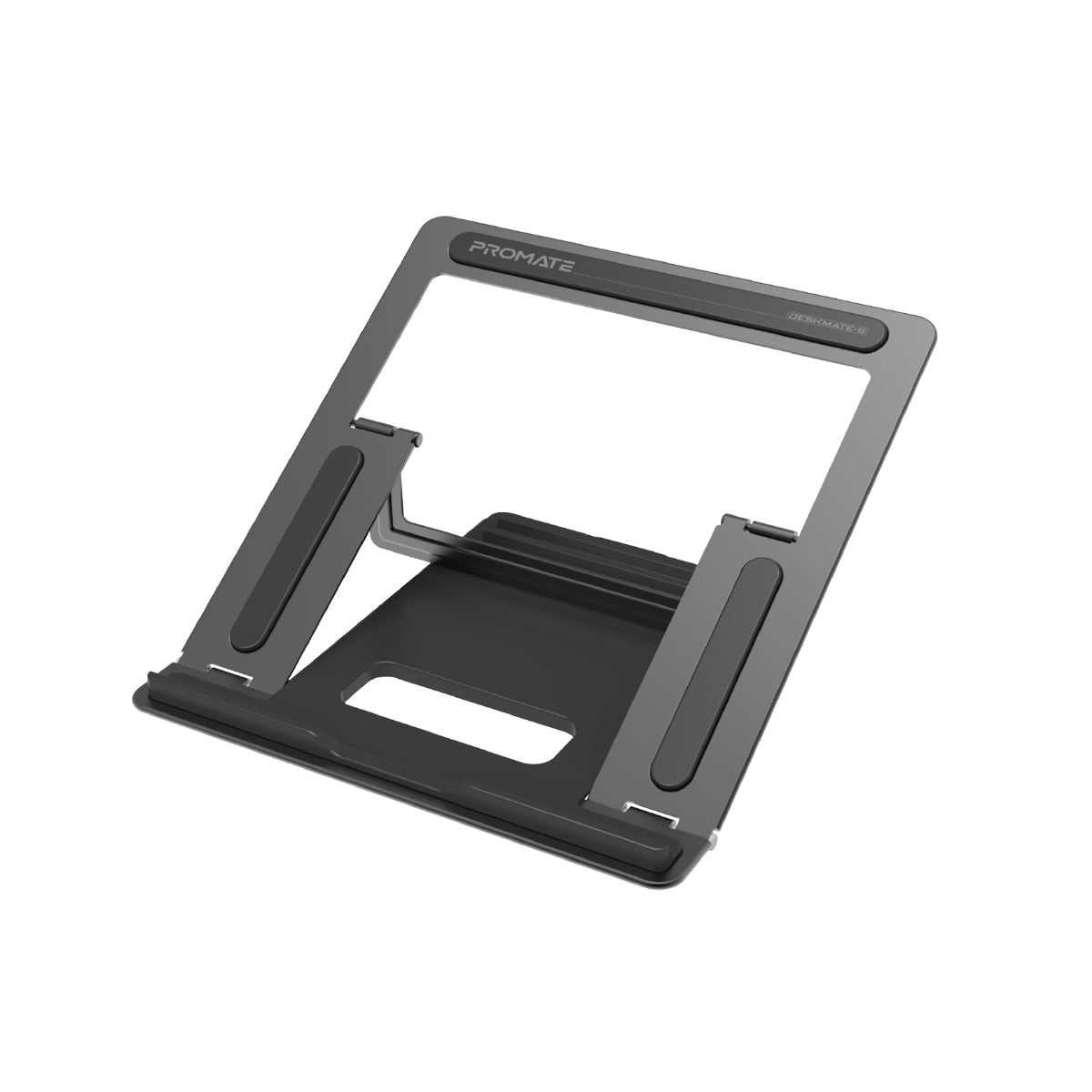 Promate Laptop Stand, Ergonomic Aluminum Multi-Level Notebook Stand up to 17 Inches with Anti-Slip Pads, Heat Dissipating and Foldable Design for MacBook Pro, Laptops, Tablets, Notebooks, DeskMate-5 Silver